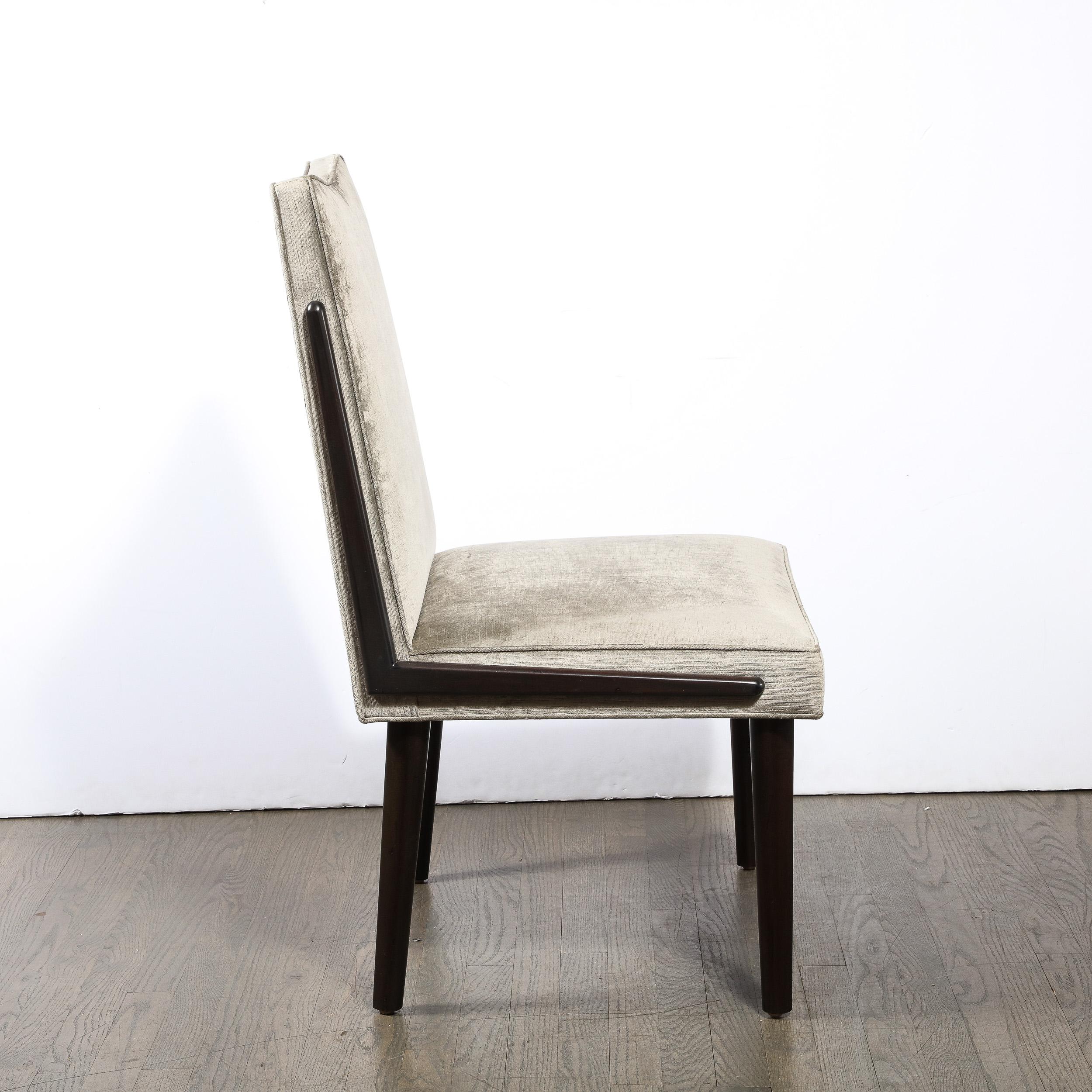 Mid-Century Modern Ebonized Walnut & Platinum Velvet Side Chair For Sale 3