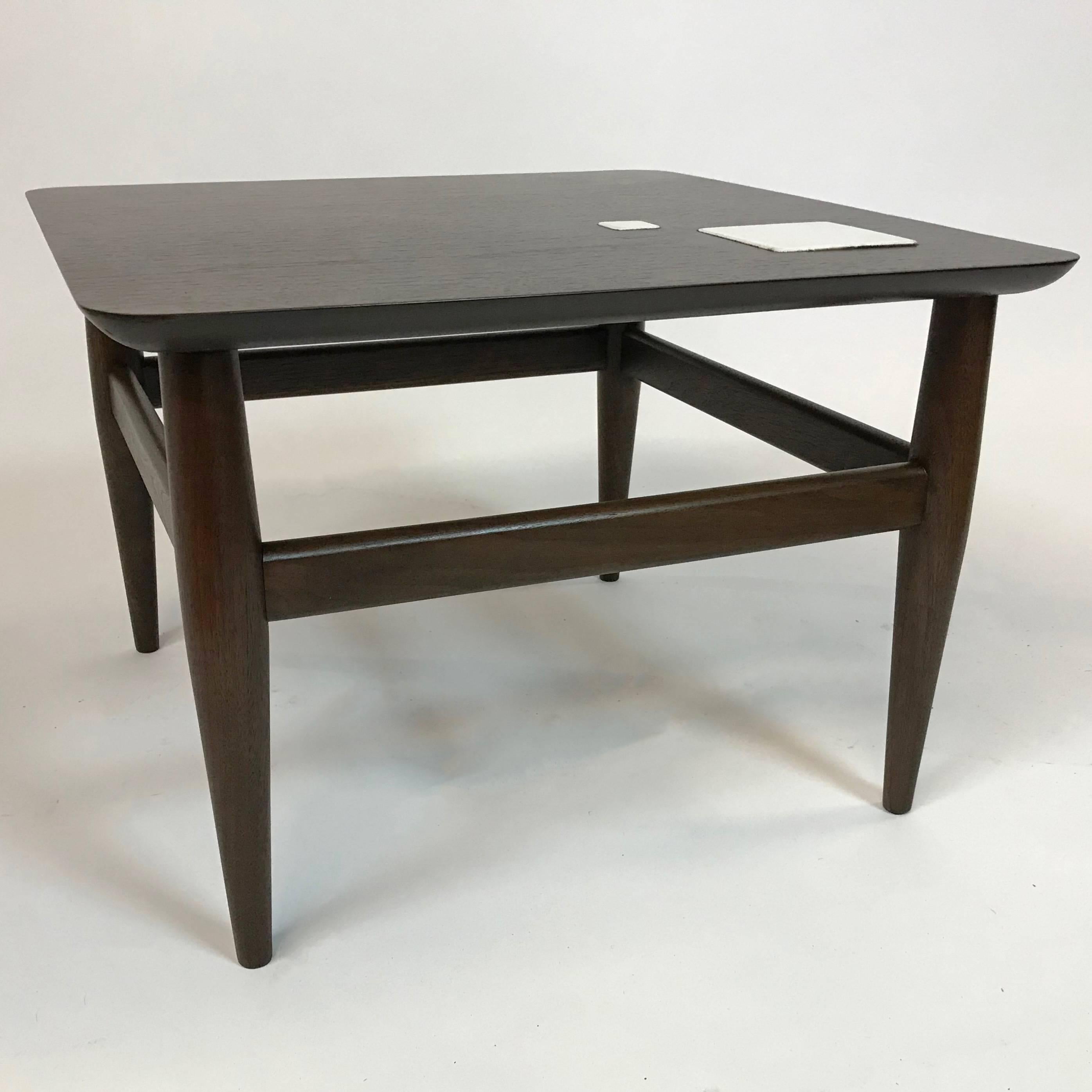 American Mid-Century Modern Ebonized Walnut Tile Inlay Coffee Table