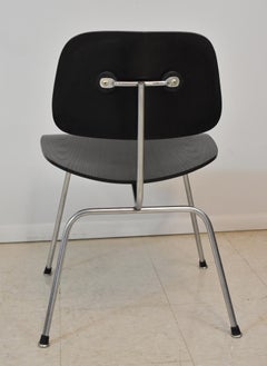 Mid-Century Modern Ebonized Wood and Chrome DCM Eames Chair
