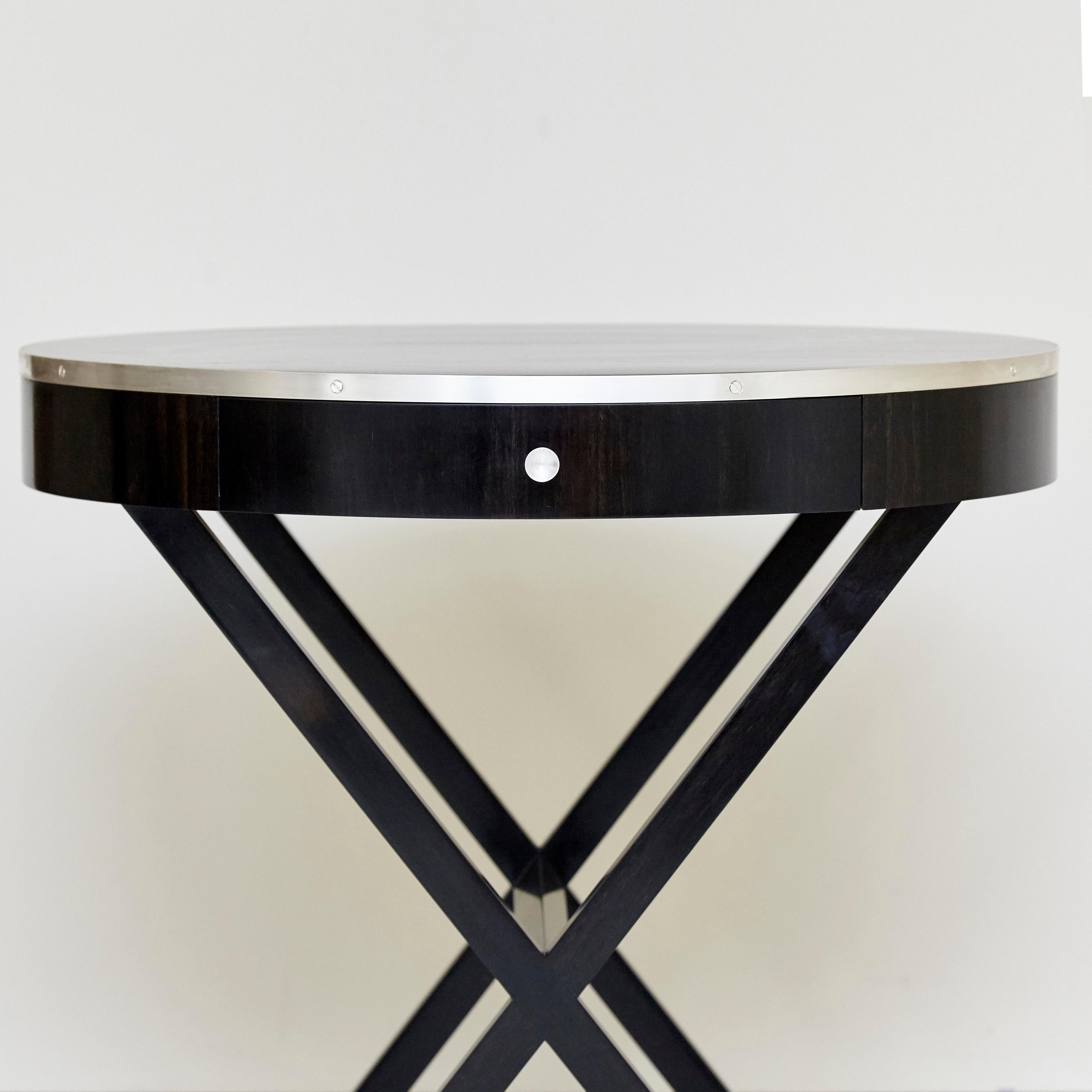 Spanish Mid-Century Modern Ebony and Silver Side Table