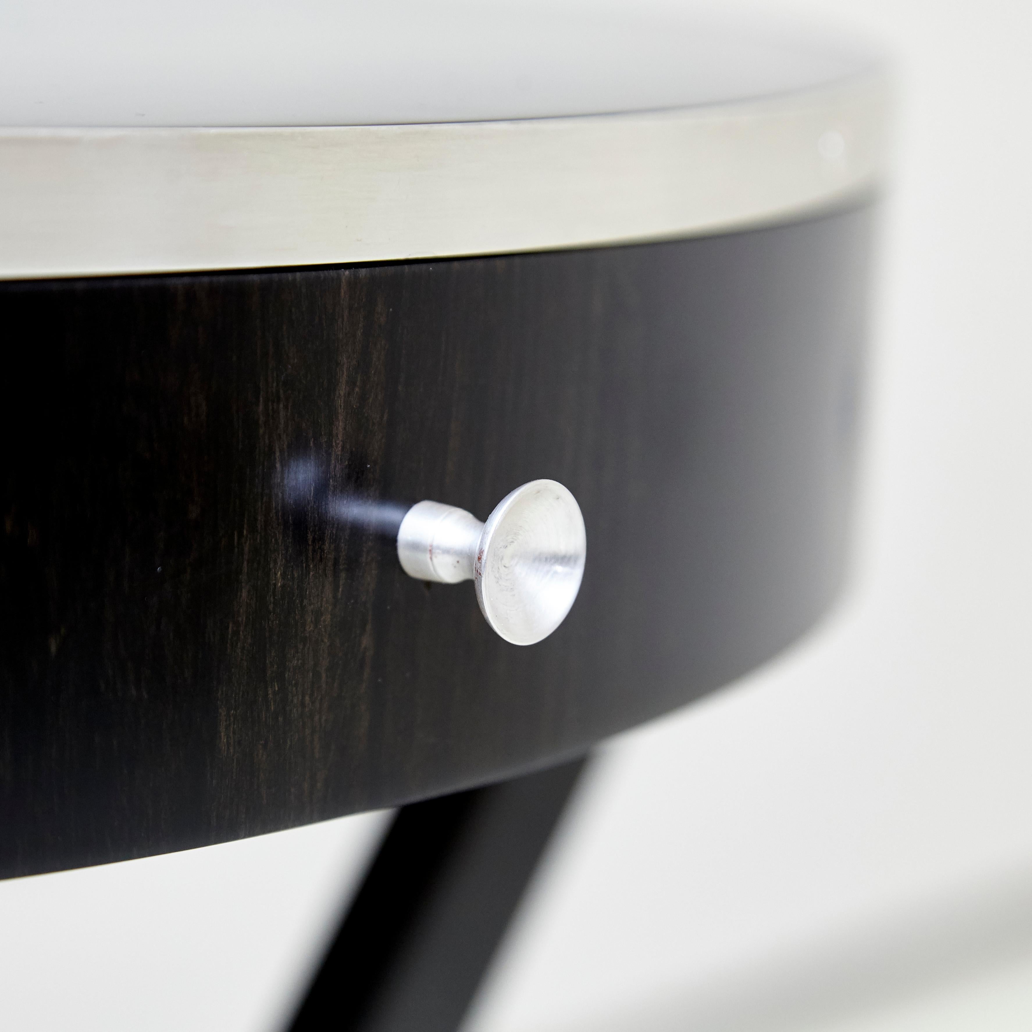 Contemporary Mid-Century Modern Ebony and Silver Side Table