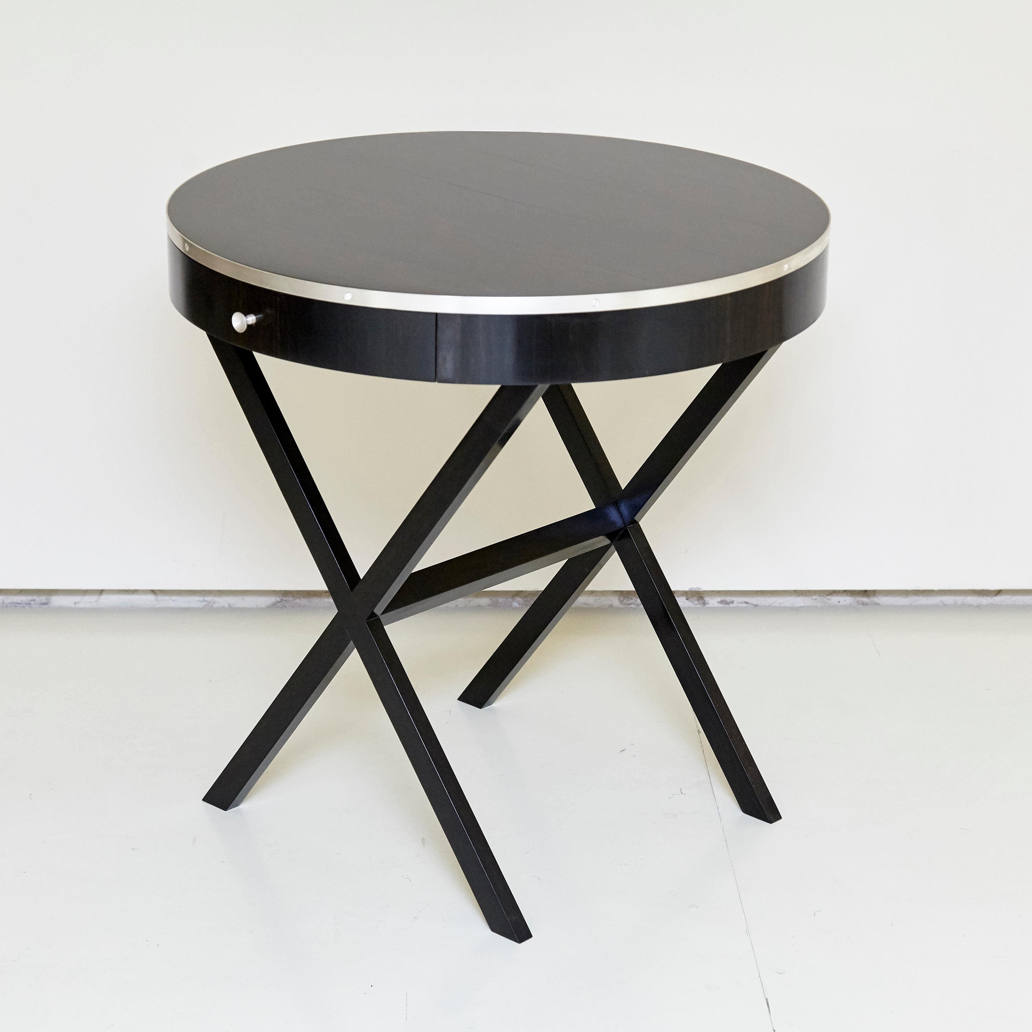 Mid-Century Modern Ebony and Silver Side Table 1