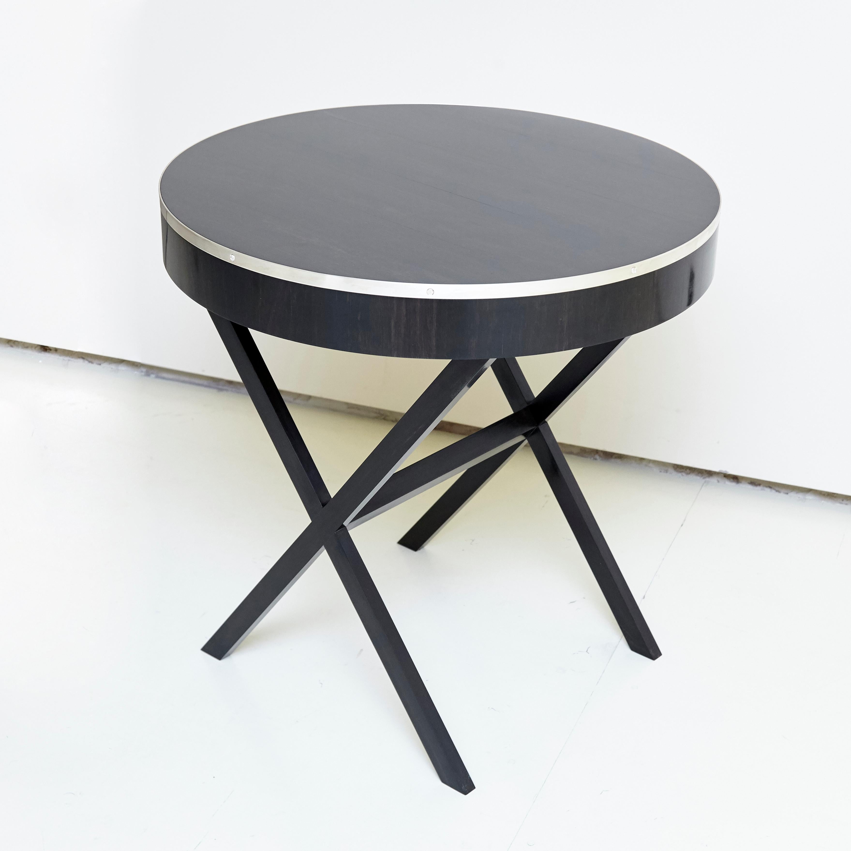 Mid-Century Modern Ebony and Silver Side Table 2