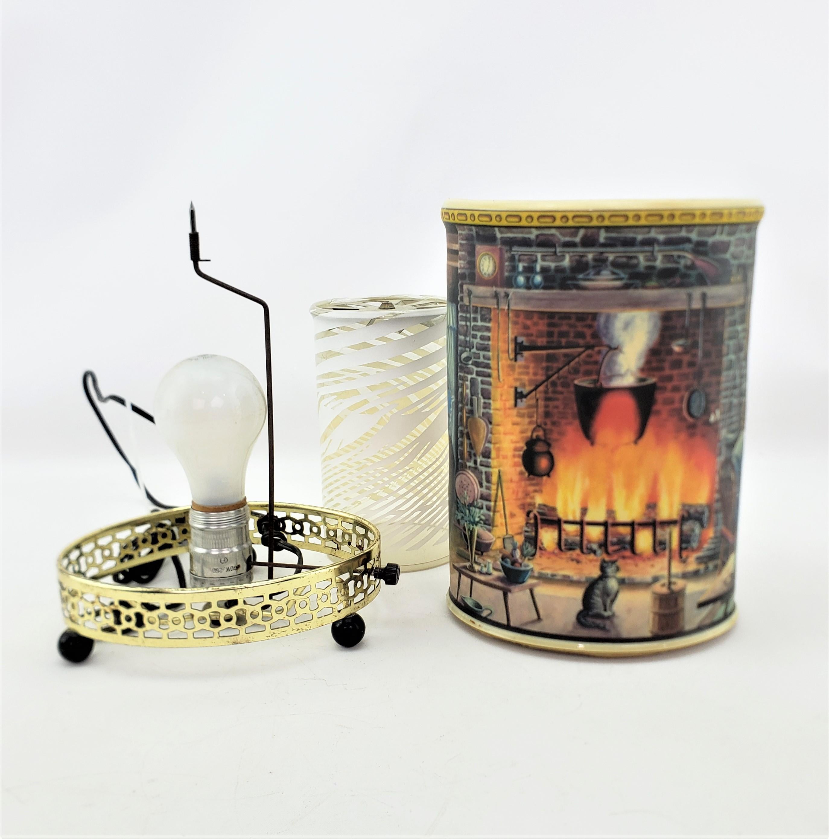 Brass Mid-Century Modern Econolite Fireside Cat & Dog Motion Table Lamp or Light