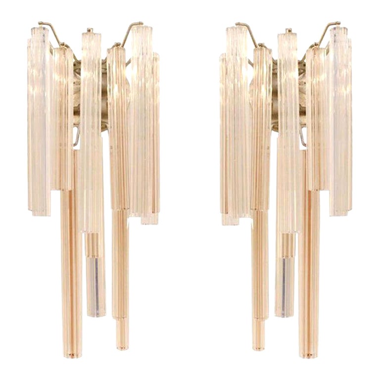 Mid-Century Modern Edited and Signed by Venini Italian Pair of Sconces