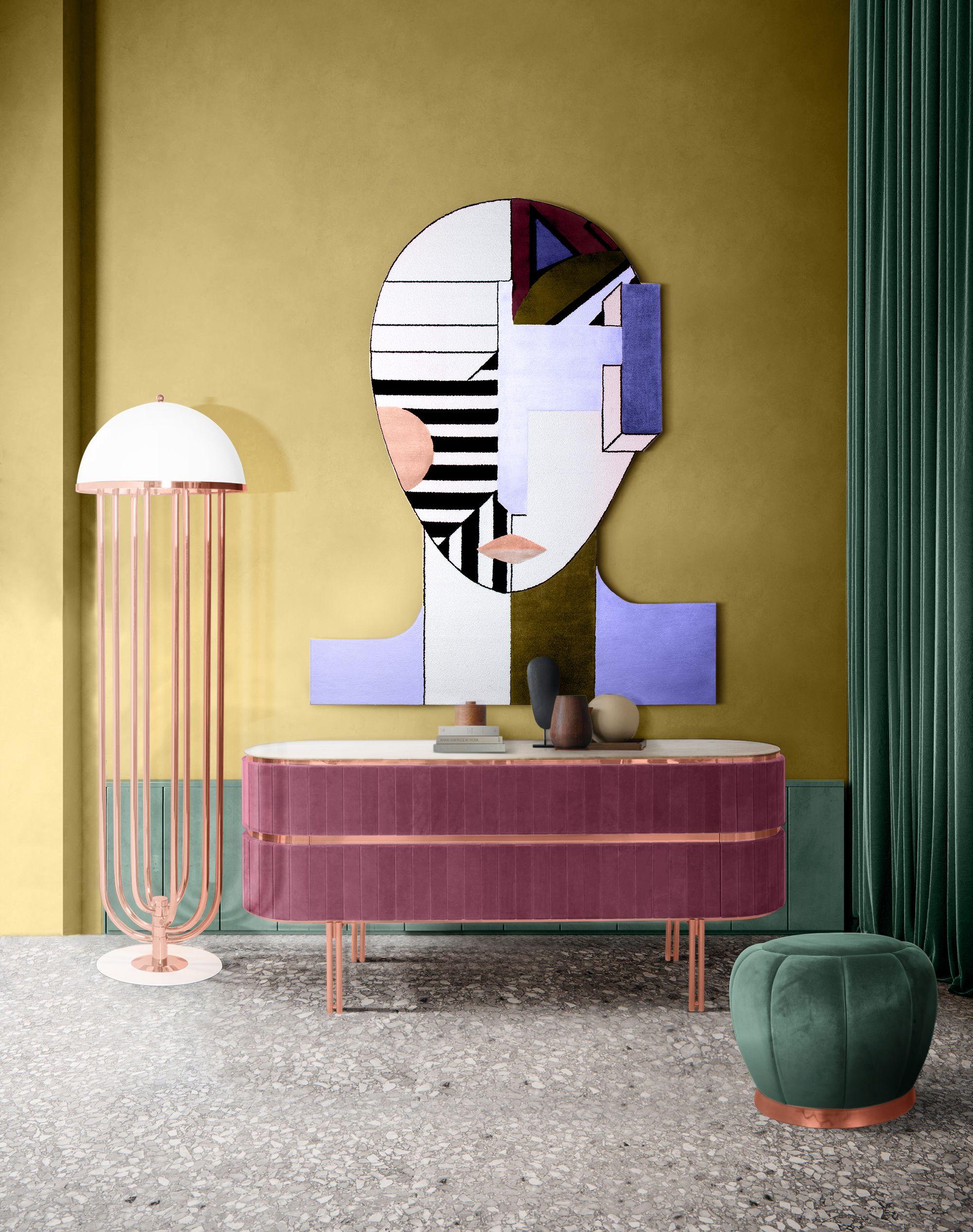 Mid-Century Modern Edith Sideboard in Rosa mit Messingdetails von Essential Home im Angebot 2