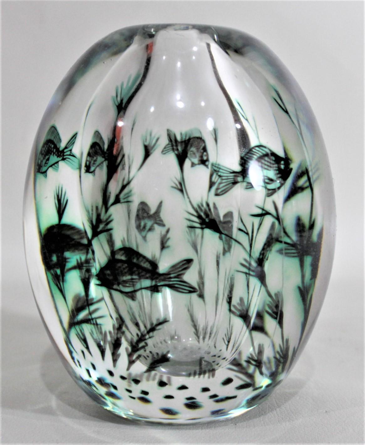 Mid-Century Modern Edward Hald for Orrefors 'Graal' Fish Vase In Good Condition In Hamilton, Ontario