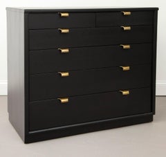Mid-Century Modern Edward Wormley for Dunbar Ebonized Chest with Brass Pulls