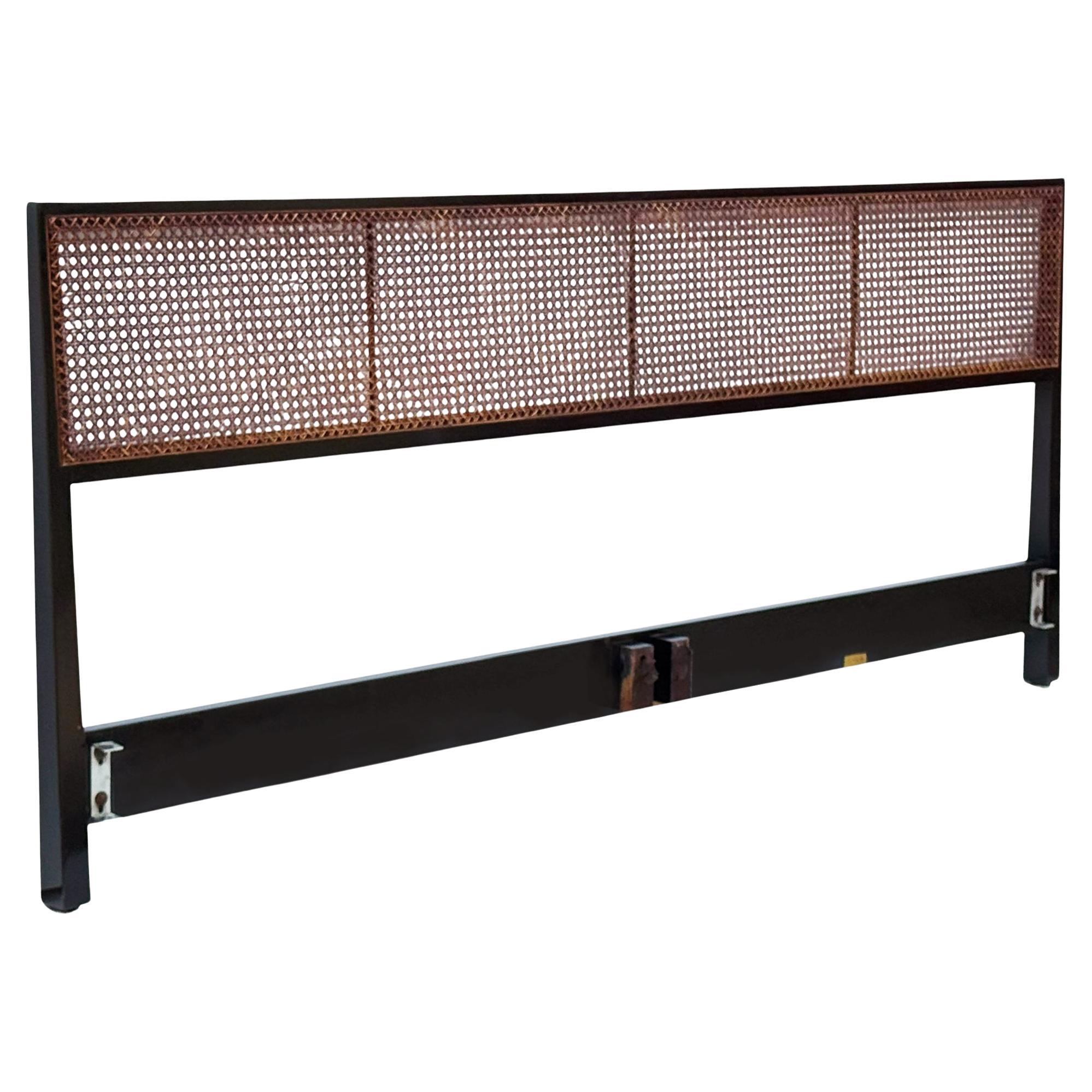 American Mid-Century Modern Edward Wormley for Dunbar King Size Headboard in Cane For Sale