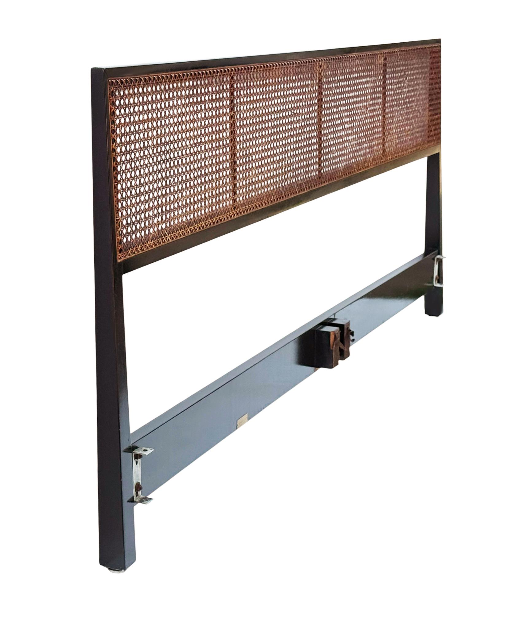 Mid-Century Modern Edward Wormley for Dunbar King Size Headboard in Cane In Good Condition For Sale In Philadelphia, PA