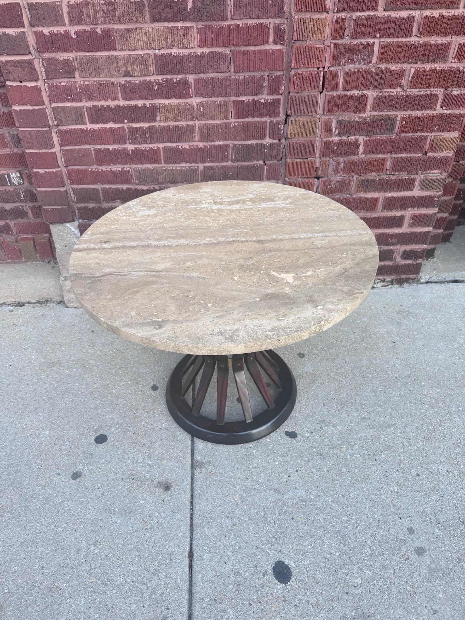 Mid Century Modern Edward Wormley for Dunbar “Sheaf of Wheat” Marble Top Table In Good Condition For Sale In Chicago, IL
