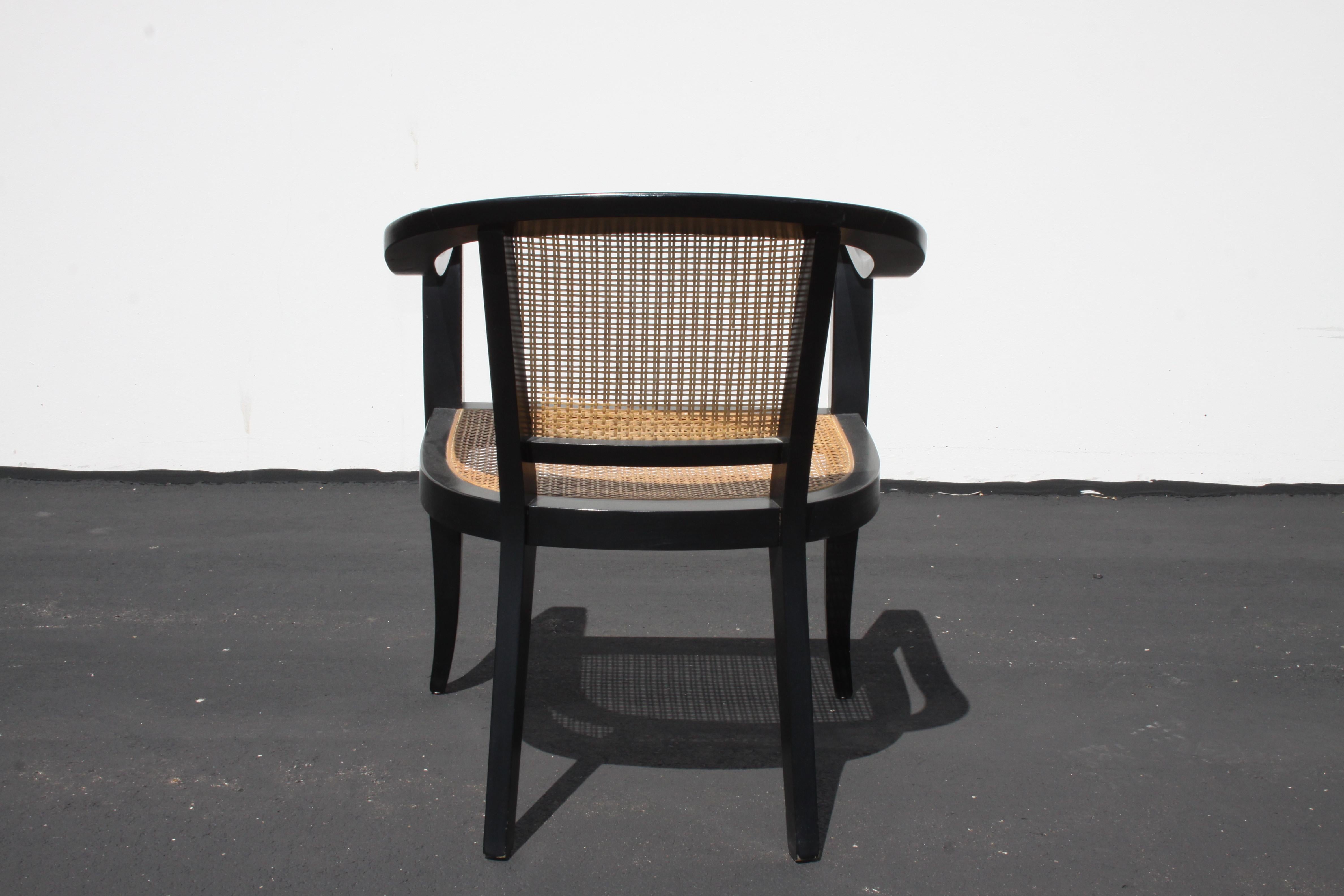 Americano Poltrona con canne in stile metà secolo Edward Wormley for Dunbar - Braccio scolpito in vendita