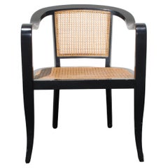 Mid-Century Modern Edward Wormley for Dunbar Style Caned Armchair - Sculpted Arm