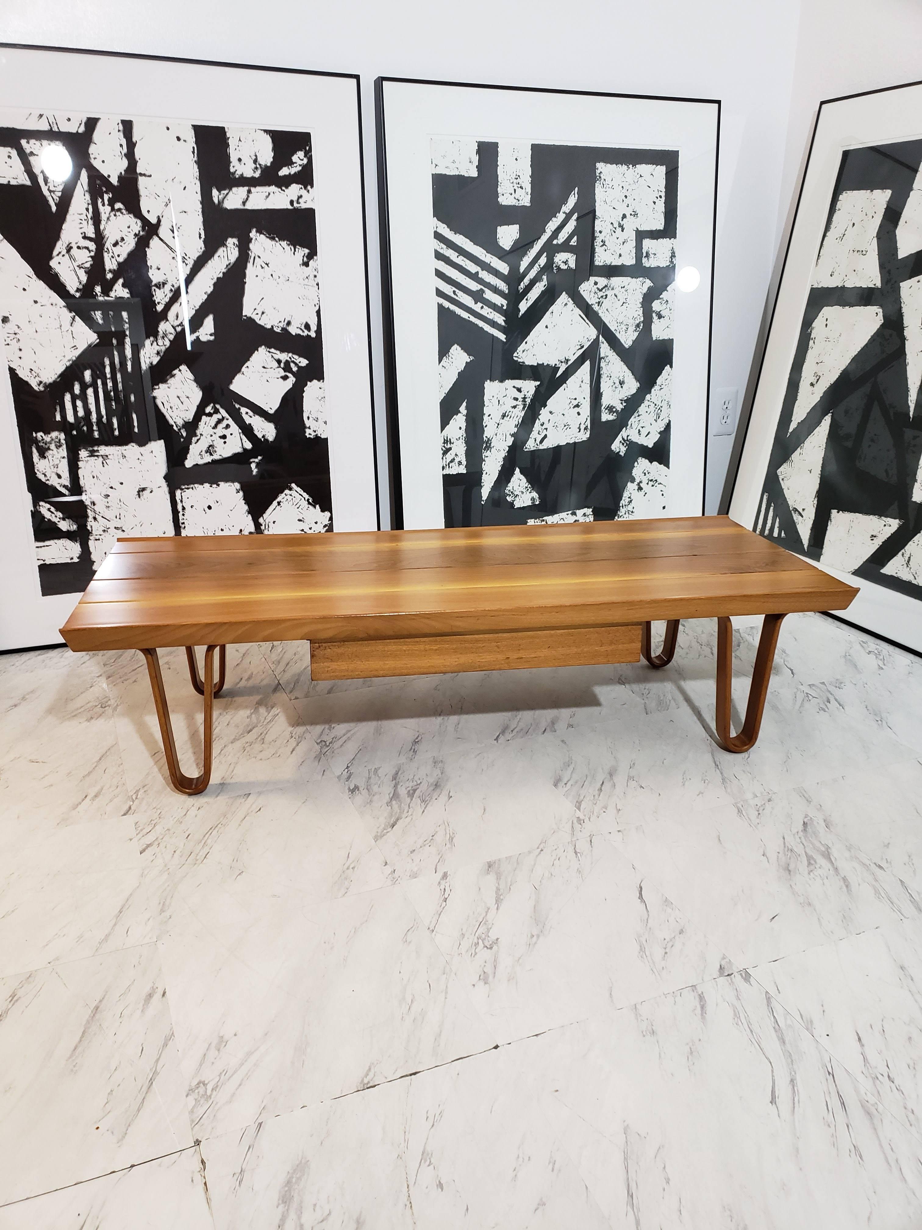 Mid-Century Modern Edward Wormley for Dunbar Walnut Long John Bench/Coffee Table 2