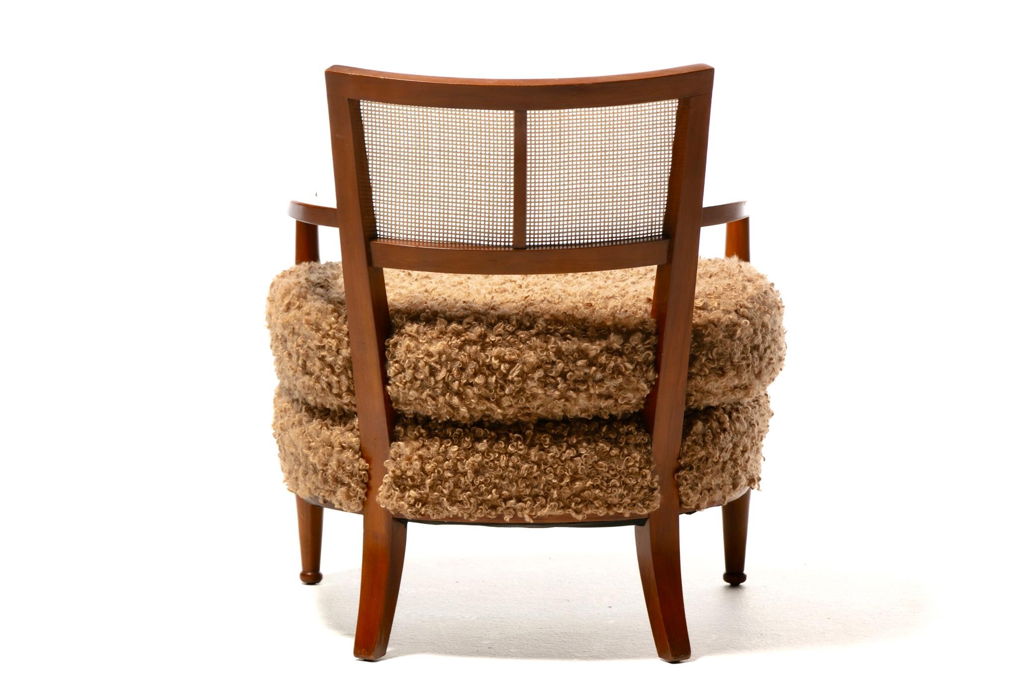 Chaises longues à dossier canné de style Edward Wormley, mi-siècle moderne, en camel bouclé en vente 3