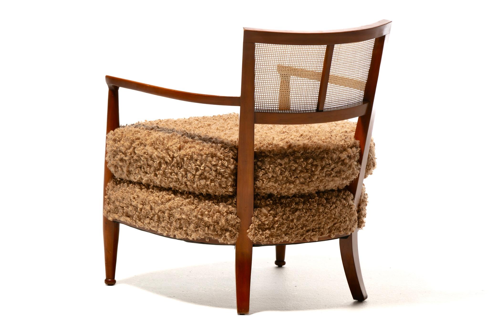 Chaises longues à dossier canné de style Edward Wormley, mi-siècle moderne, en camel bouclé en vente 4