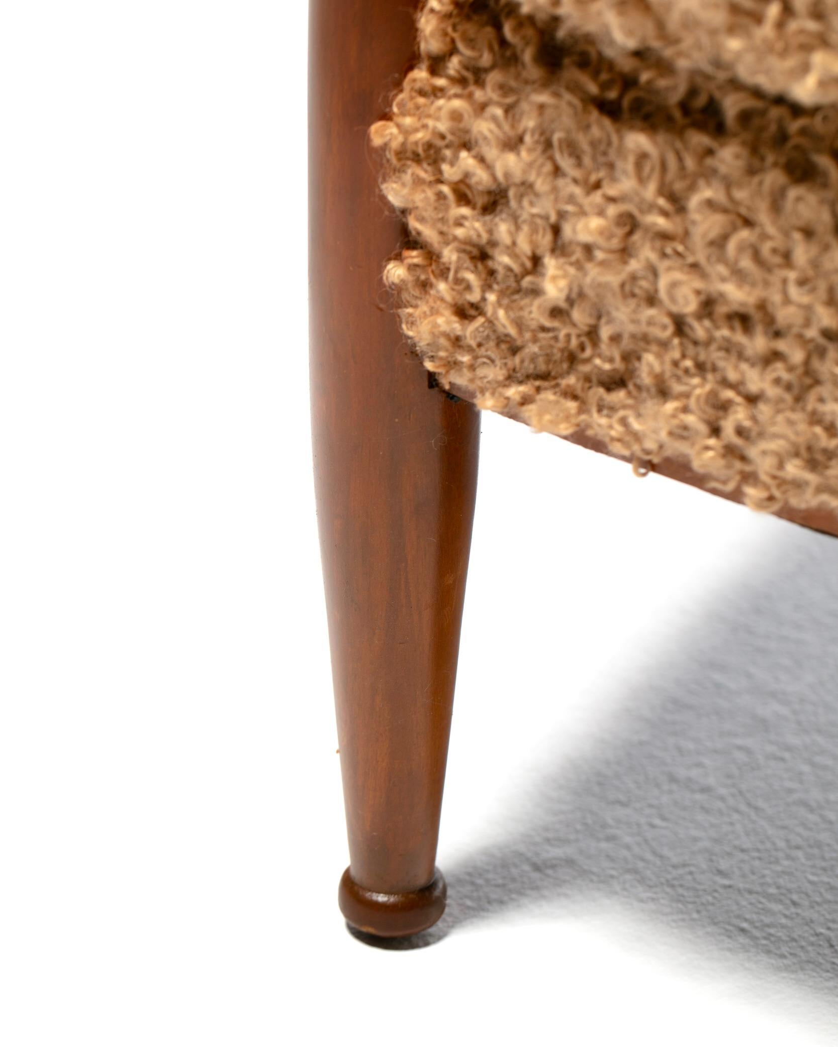 Chaises longues à dossier canné de style Edward Wormley, mi-siècle moderne, en camel bouclé en vente 12