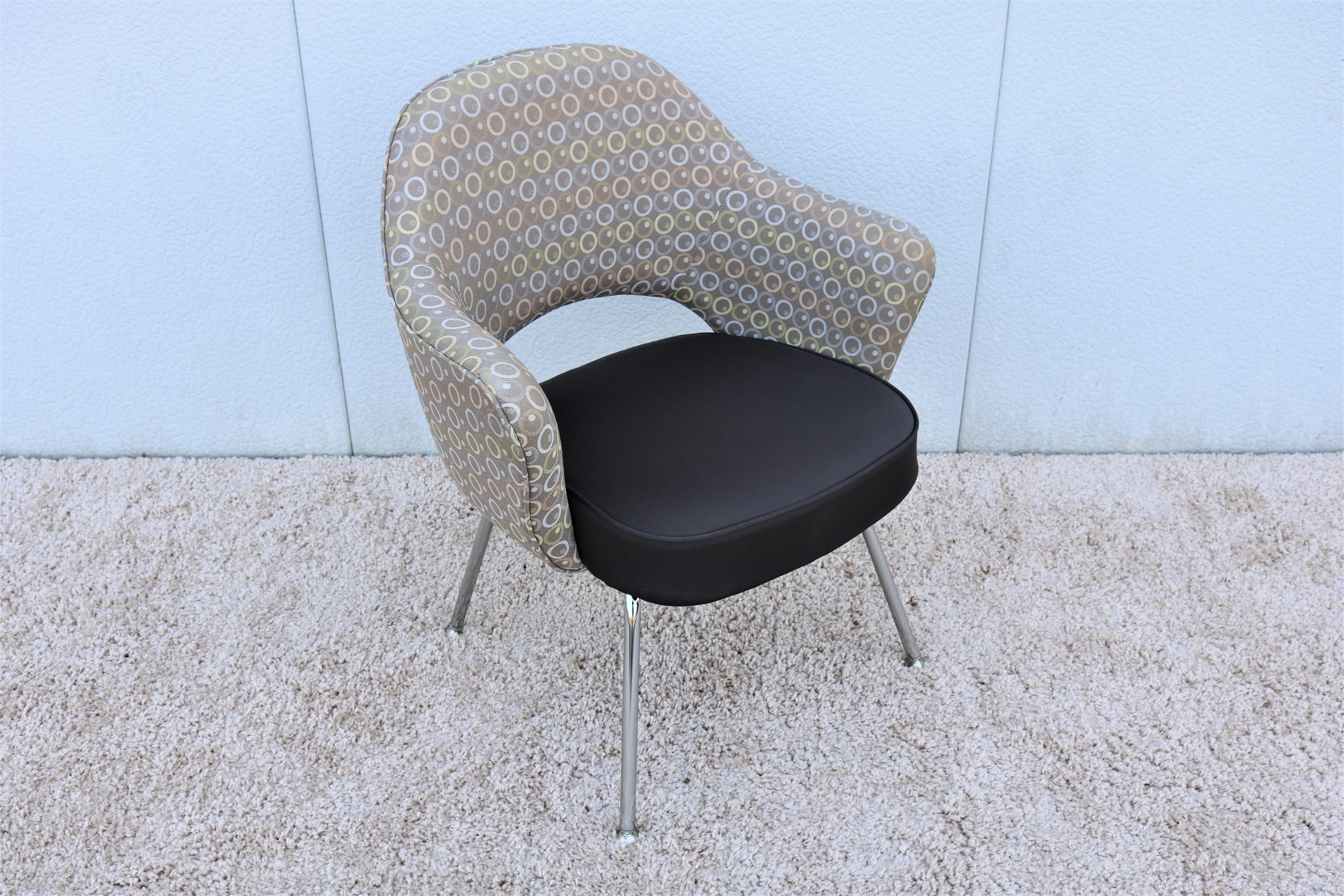 Polished Mid-Century Modern Eero Saarinen for Knoll Brown Executive Arm Chair For Sale