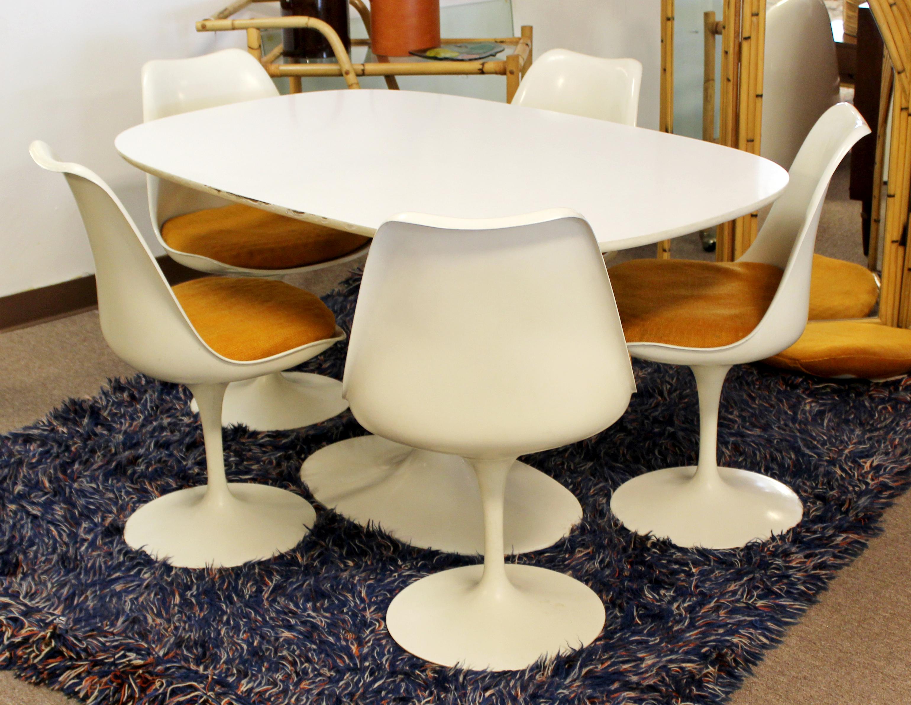 Mid-Century Modern Eero Saarinen for Knoll Set 5 Tulip Side Dining Chairs, 1960s 2