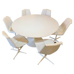 Mid Century Modern Eero Saarinen Laminated Tulip Table and Six Schultz Chairs