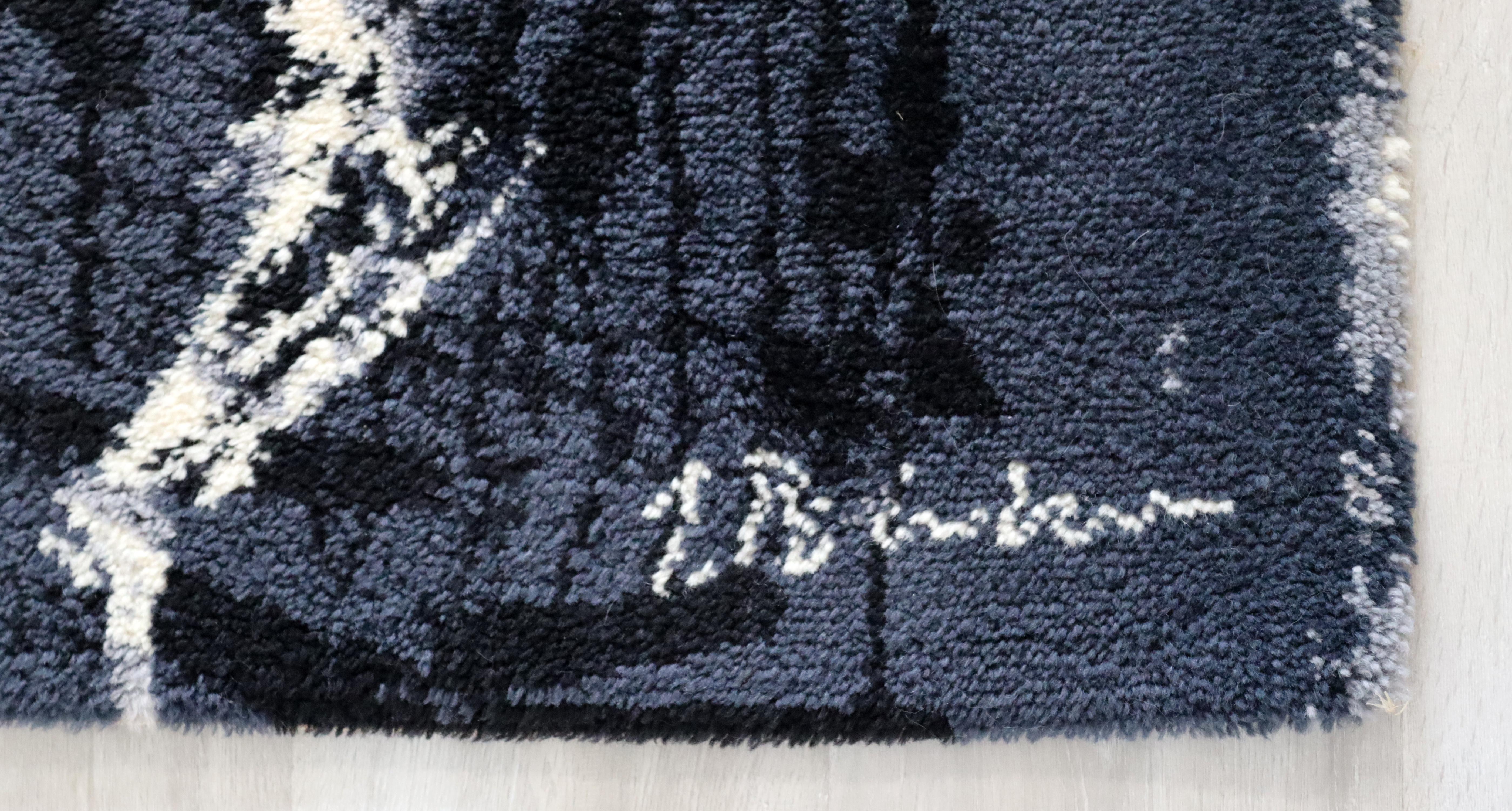 Mid-Century Modern Ege Art Scandinavian Abstract Wool Signed Rug 1960s 1