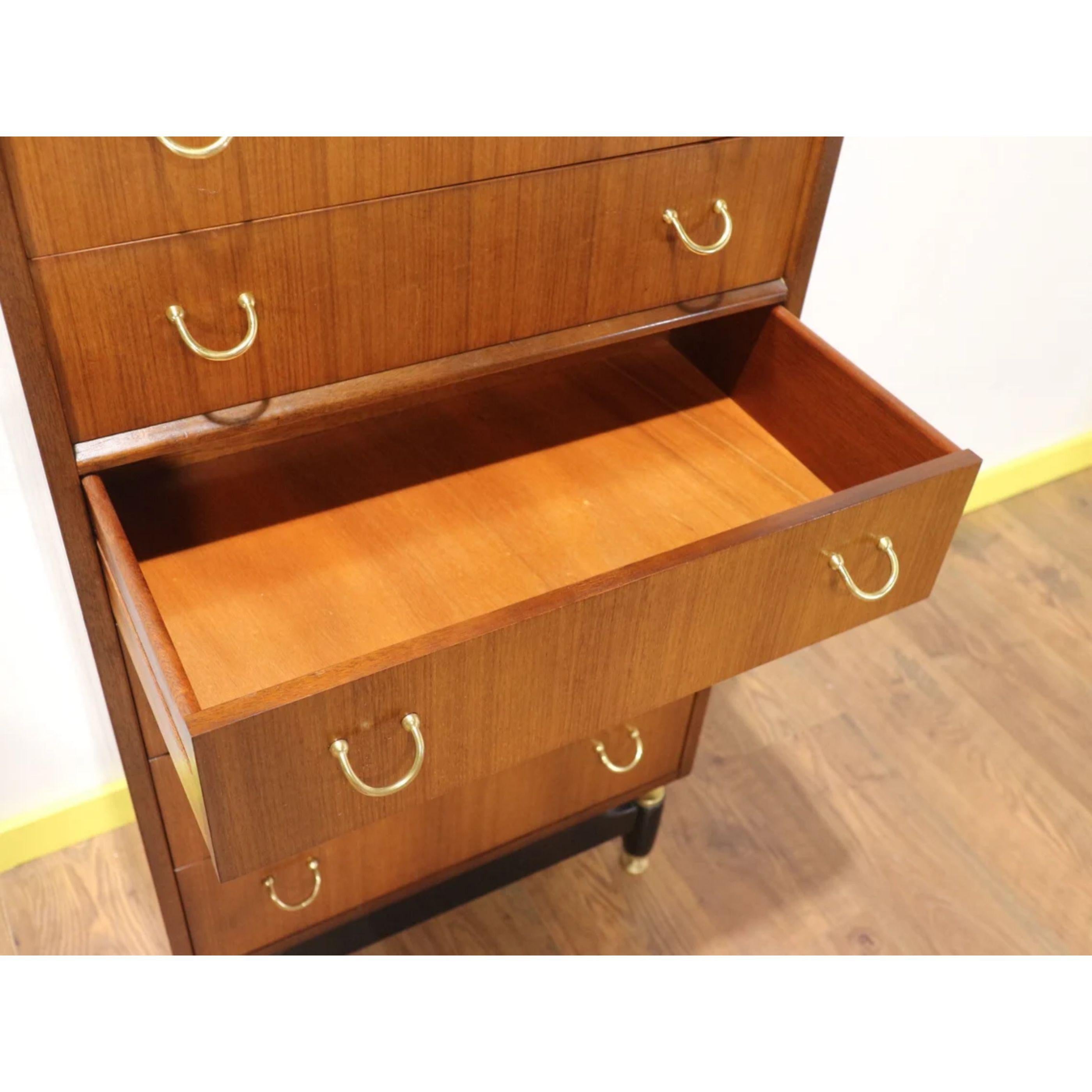 Mid-Century Modern Egomme G Plan Librenza Tallboy Dresser Danish Vintage Style In Good Condition In Los Angeles, CA