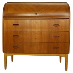 Retro Mid-Century Modern Egon Ostergaard Rolltop Teak Secretary Desk, 1970