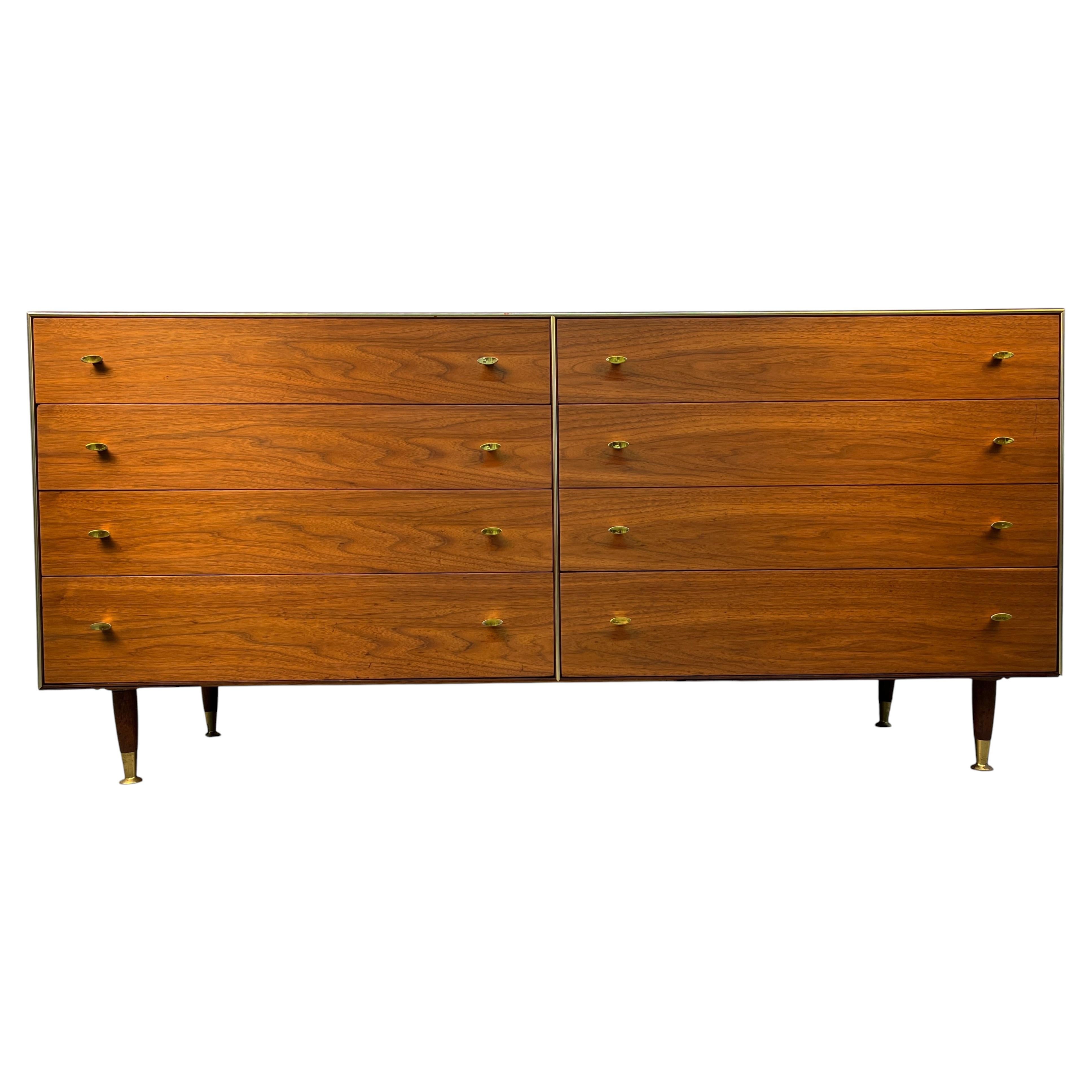 Mid-century Modern Eight-Drawer Walnut Dresser by R-Way Furniture For Sale