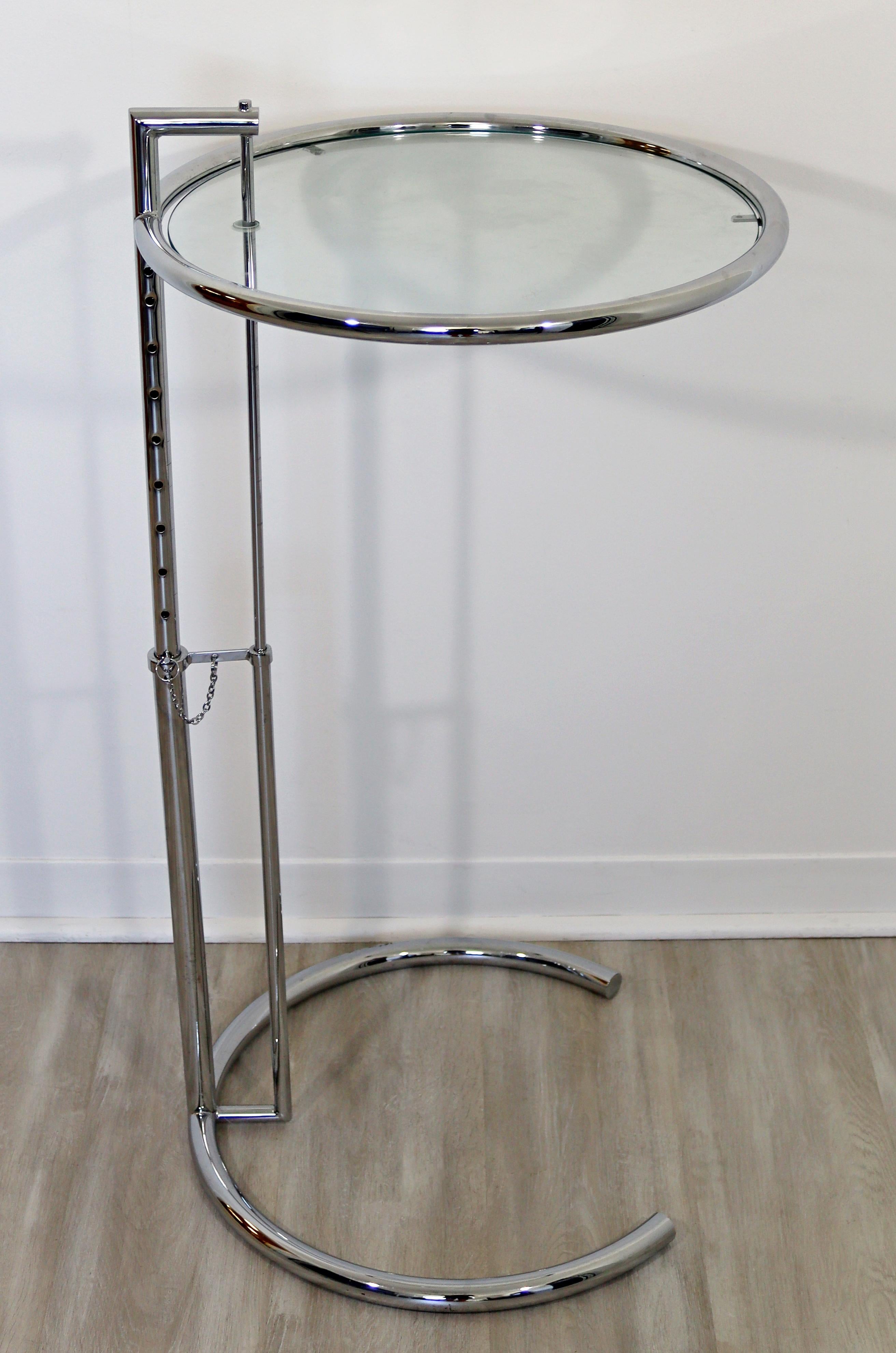 Mid Century Modern Eileen Gray ClassiCon Adjustable Table E1027 Chrome Glass 70s In Good Condition In Keego Harbor, MI