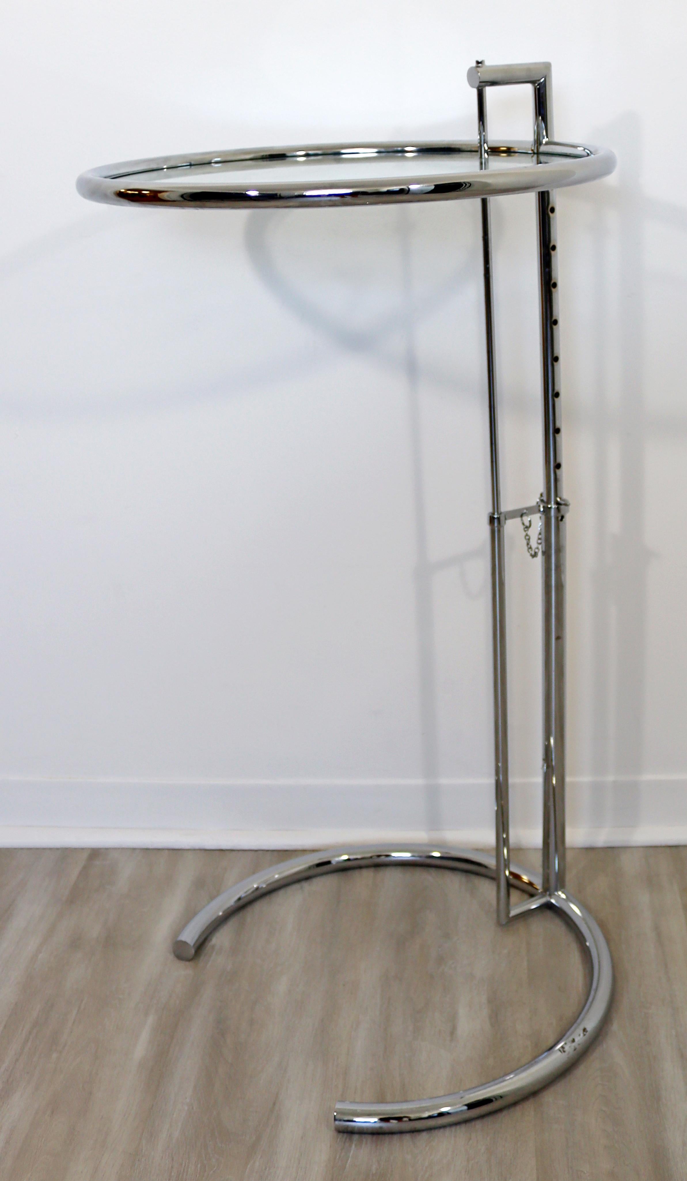 Mid Century Modern Eileen Gray ClassiCon Adjustable Table E1027 Chrome Glass 70s 2