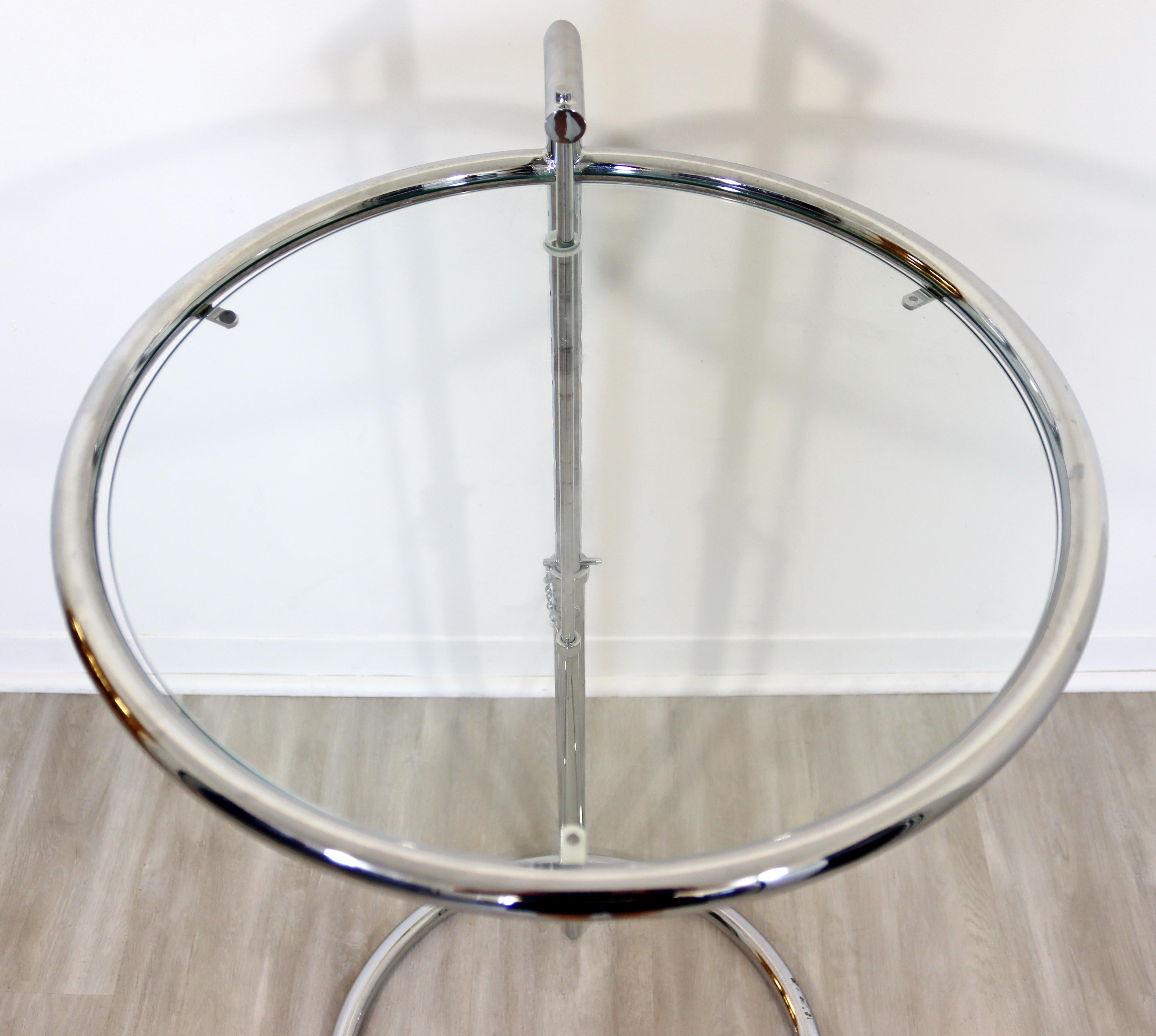 Mid Century Modern Eileen Gray ClassiCon Adjustable Table E1027 Chrome Glass 70s 4