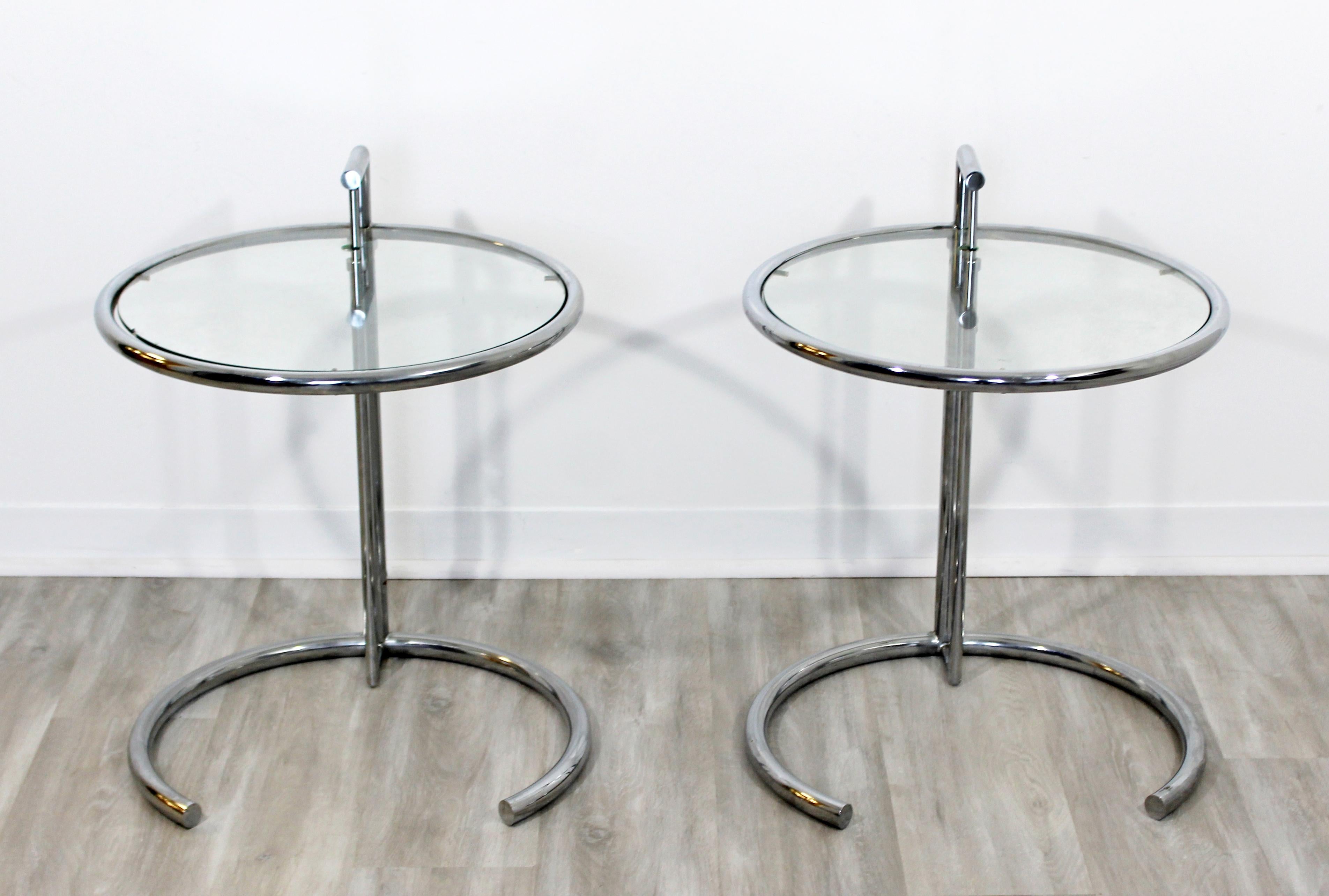 chrome and glass side tables