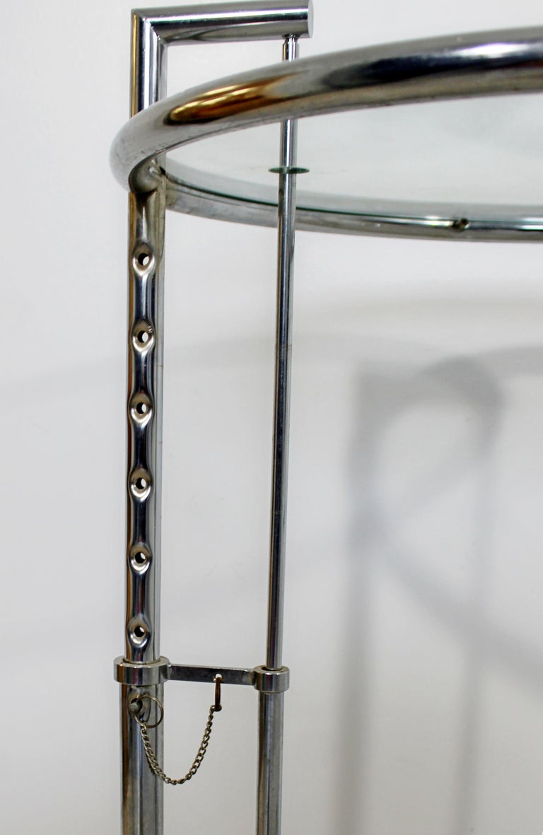 MidCentury Modern Eileen Gray Pair Chrome Glass Adjustable Side Tables, 1960s at 1stDibs mid