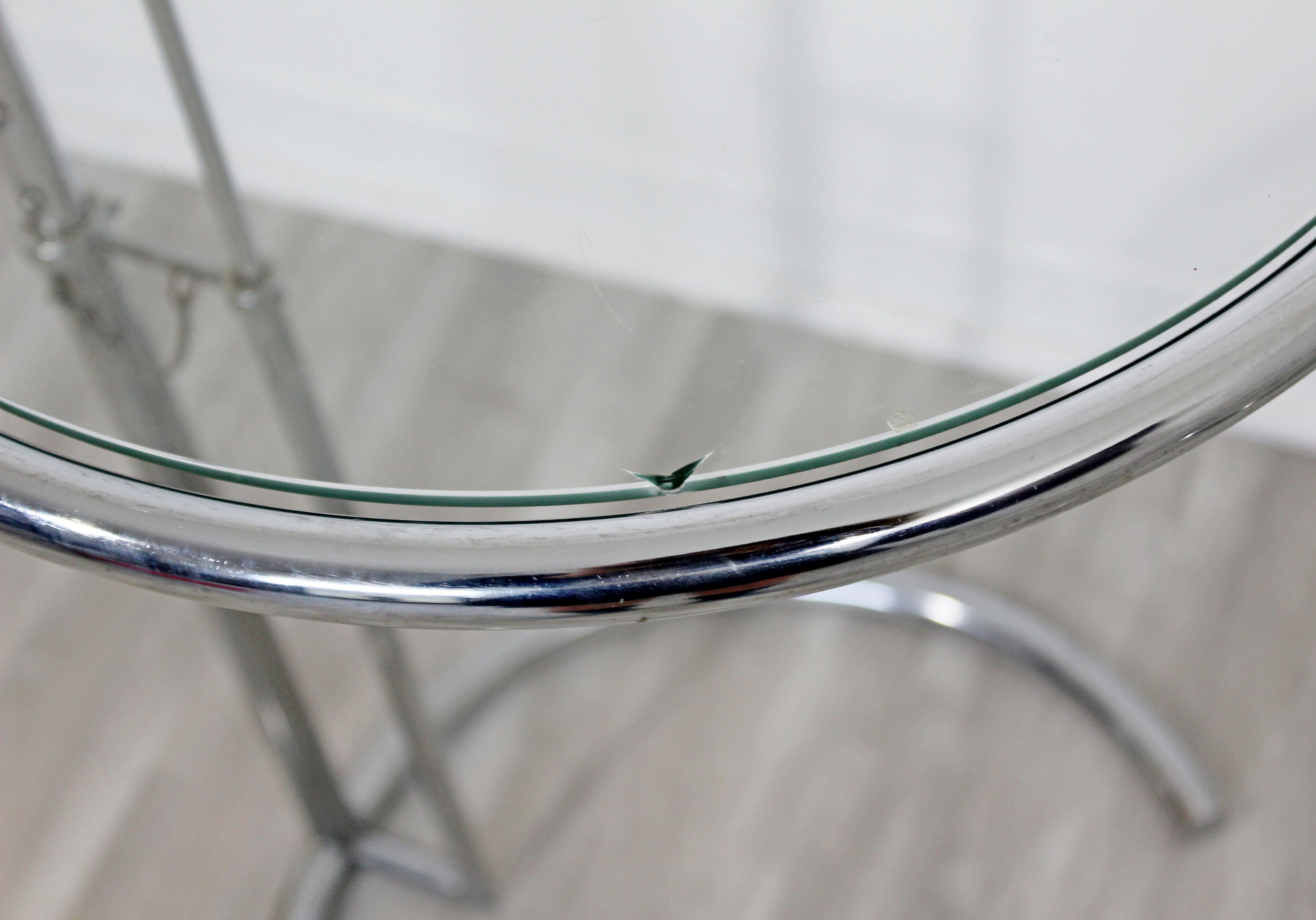 Mid-20th Century Mid-Century Modern Eileen Gray Pair Chrome Glass Adjustable Side Tables, 1960s