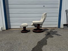 Mid-Century Modern Ekornes Stressless Leather Lounge Chair and Ottoman