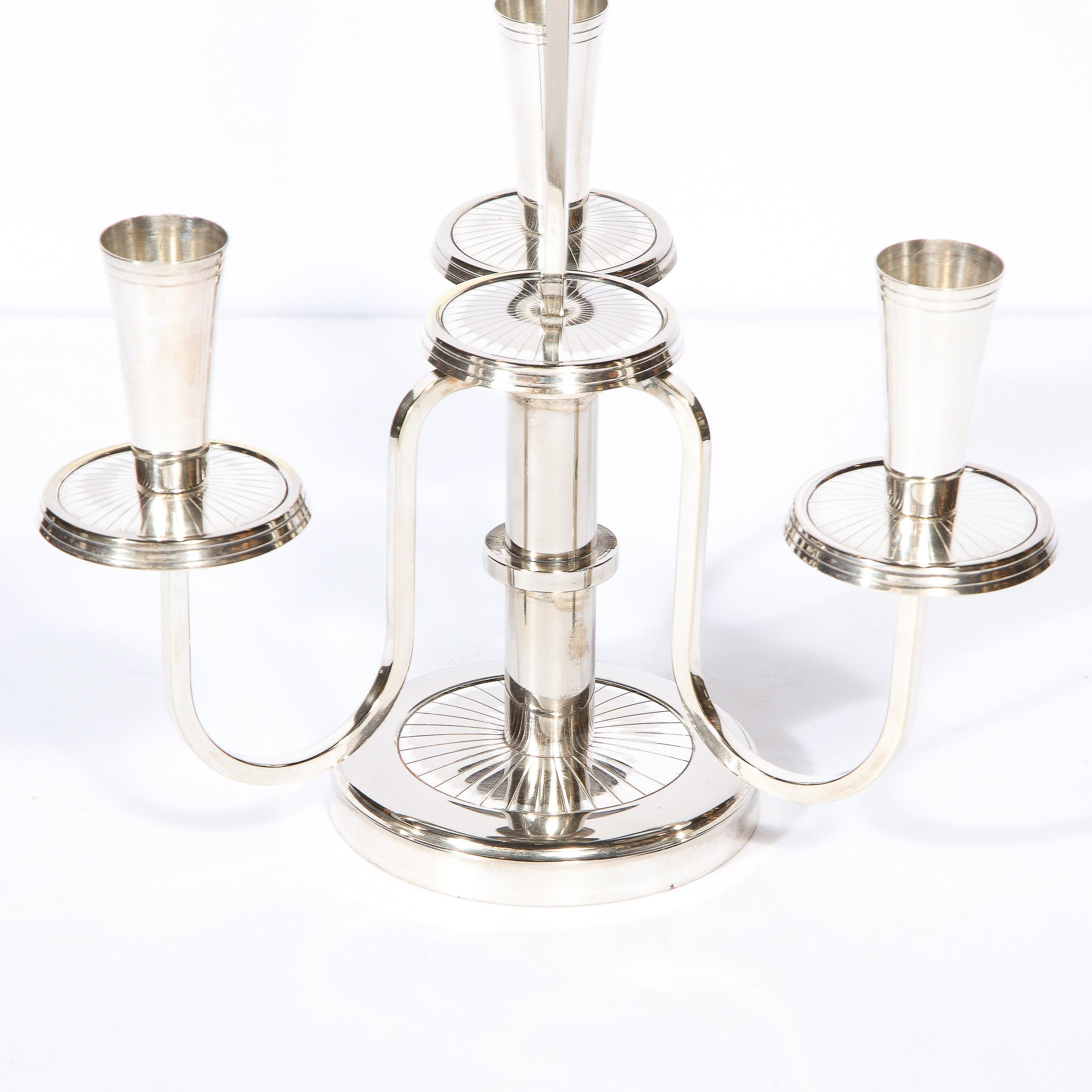 Mid-Century Modern 'Eldorado' Signed George Briard Silver Candlestick Holder In Excellent Condition For Sale In New York, NY