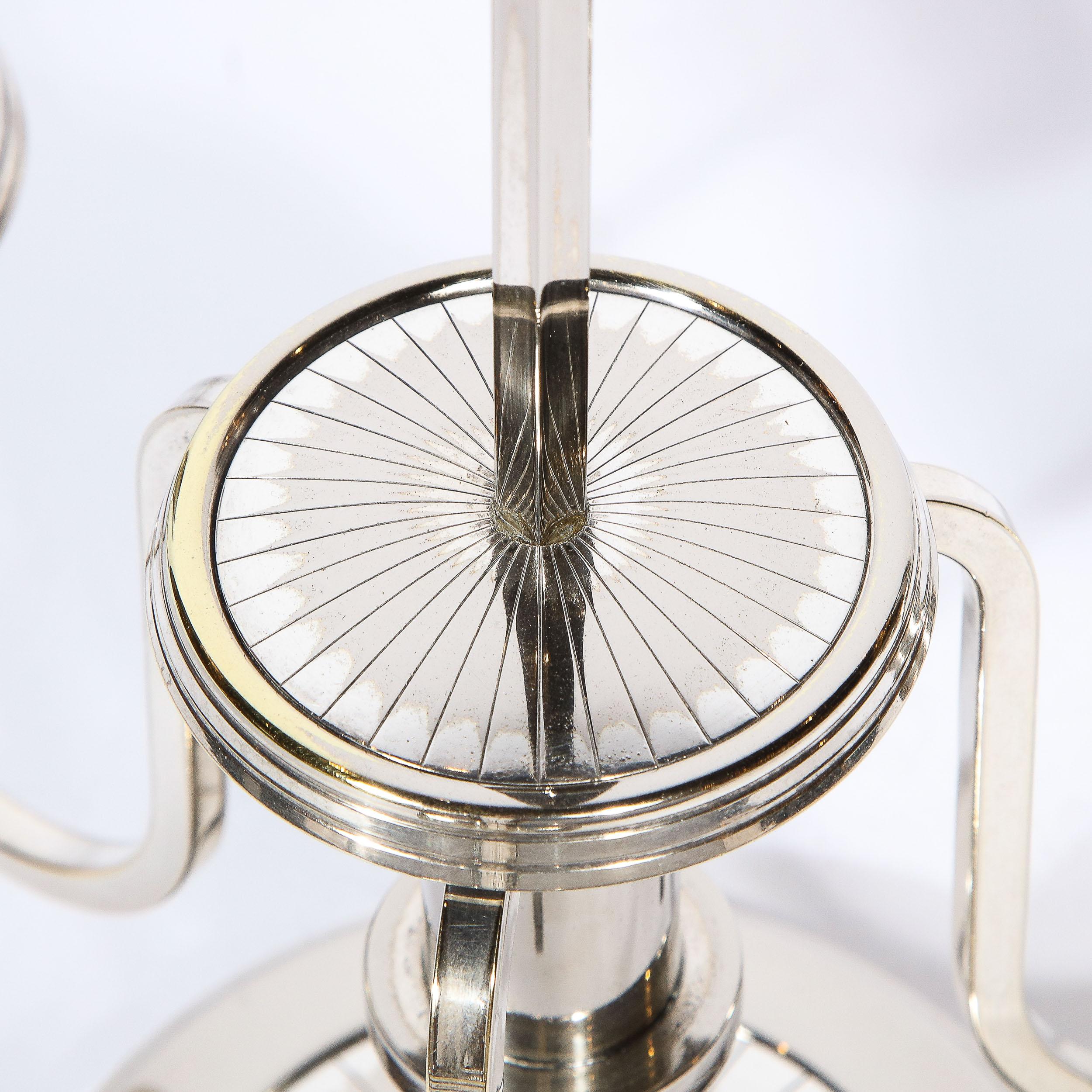 Silver Plate Mid-Century Modern 'Eldorado' Signed George Briard Silver Candlestick Holder For Sale