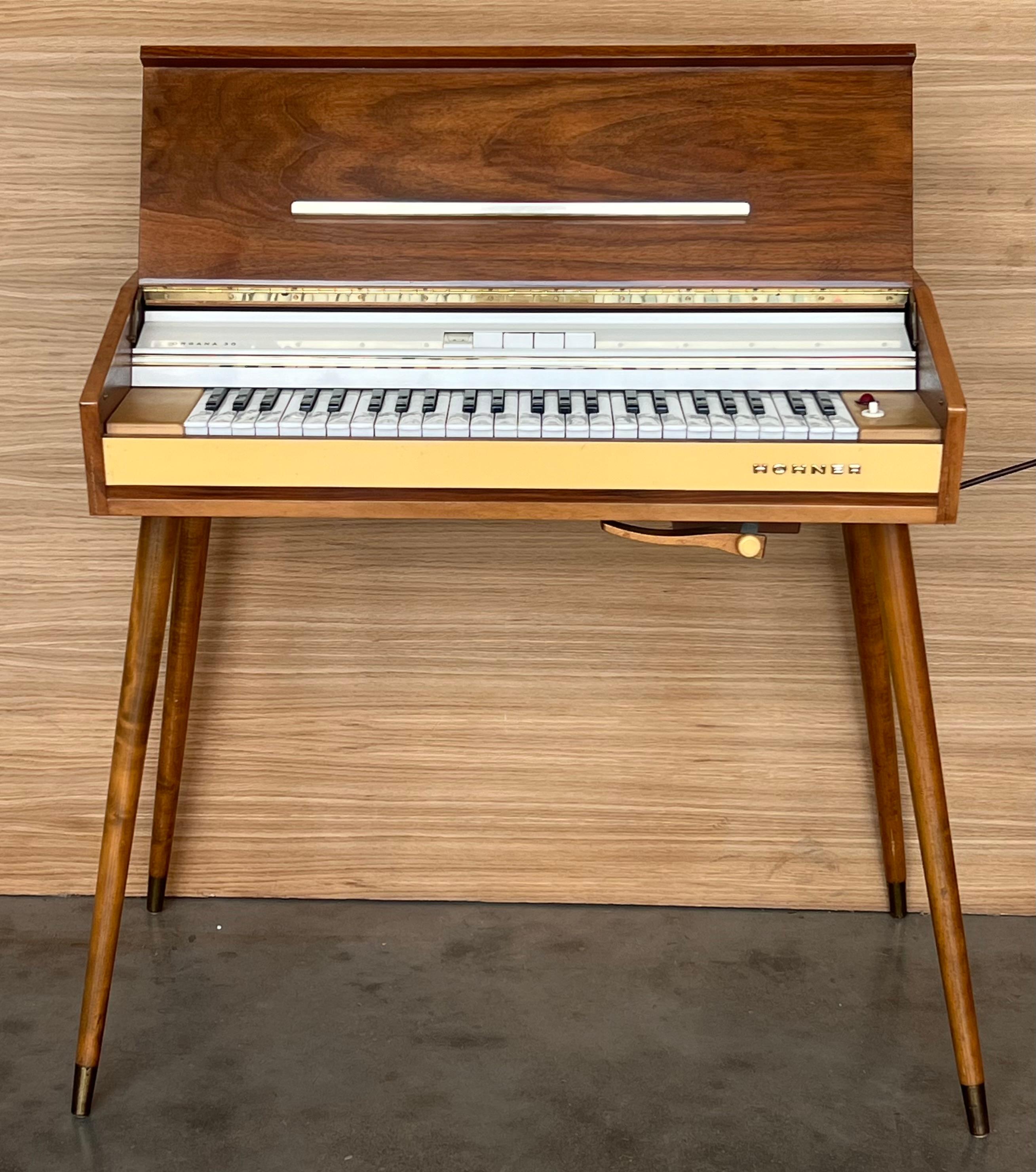 Teak Mid Century Modern Electric Piano, Hohner