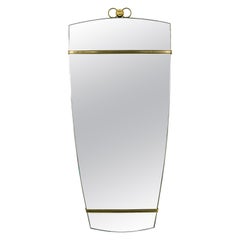 Mid-Century Modern Elegant Brass Wall Mirror, Italy, 1950s