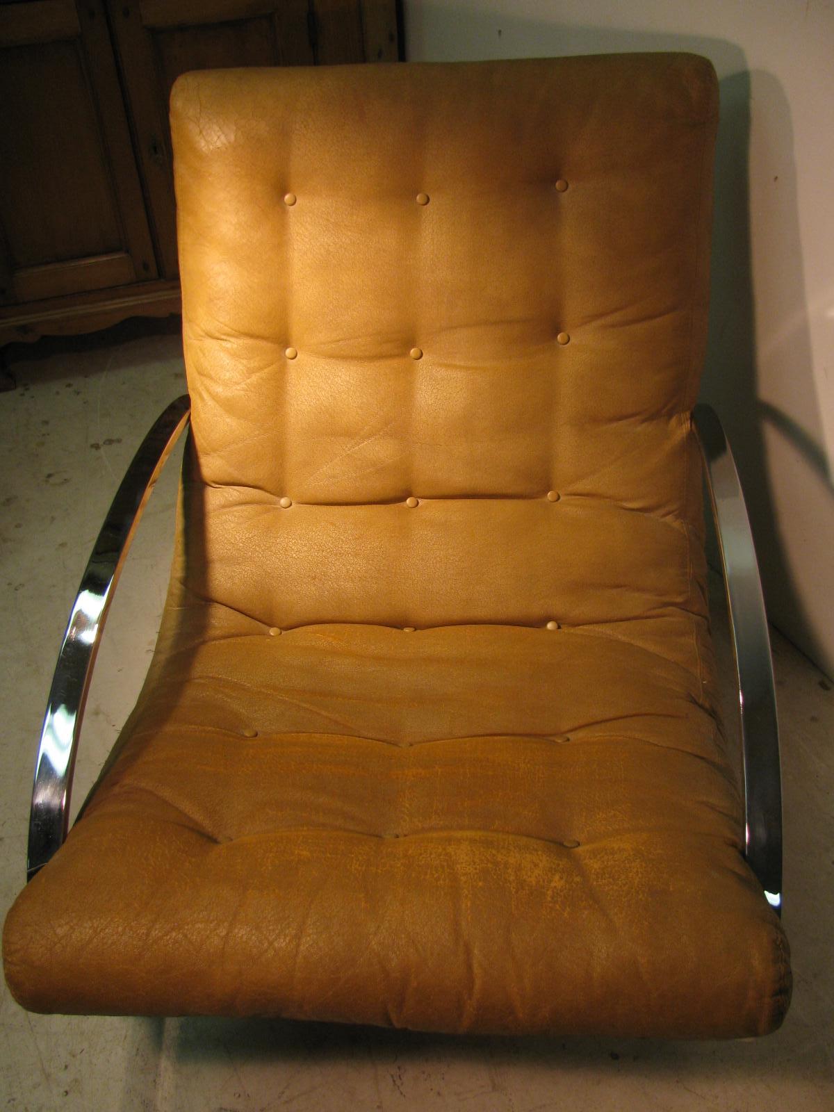 American Mid-Century Modern Ellipse Chrome Rocking Chair by Renato Zevi