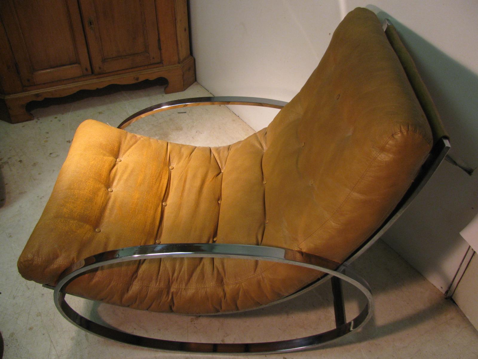 Mid-Century Modern Ellipse Chrome Rocking Chair by Renato Zevi 2