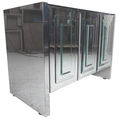 Mid-Century Modern Ello Three-Door Mirrored Cabinet