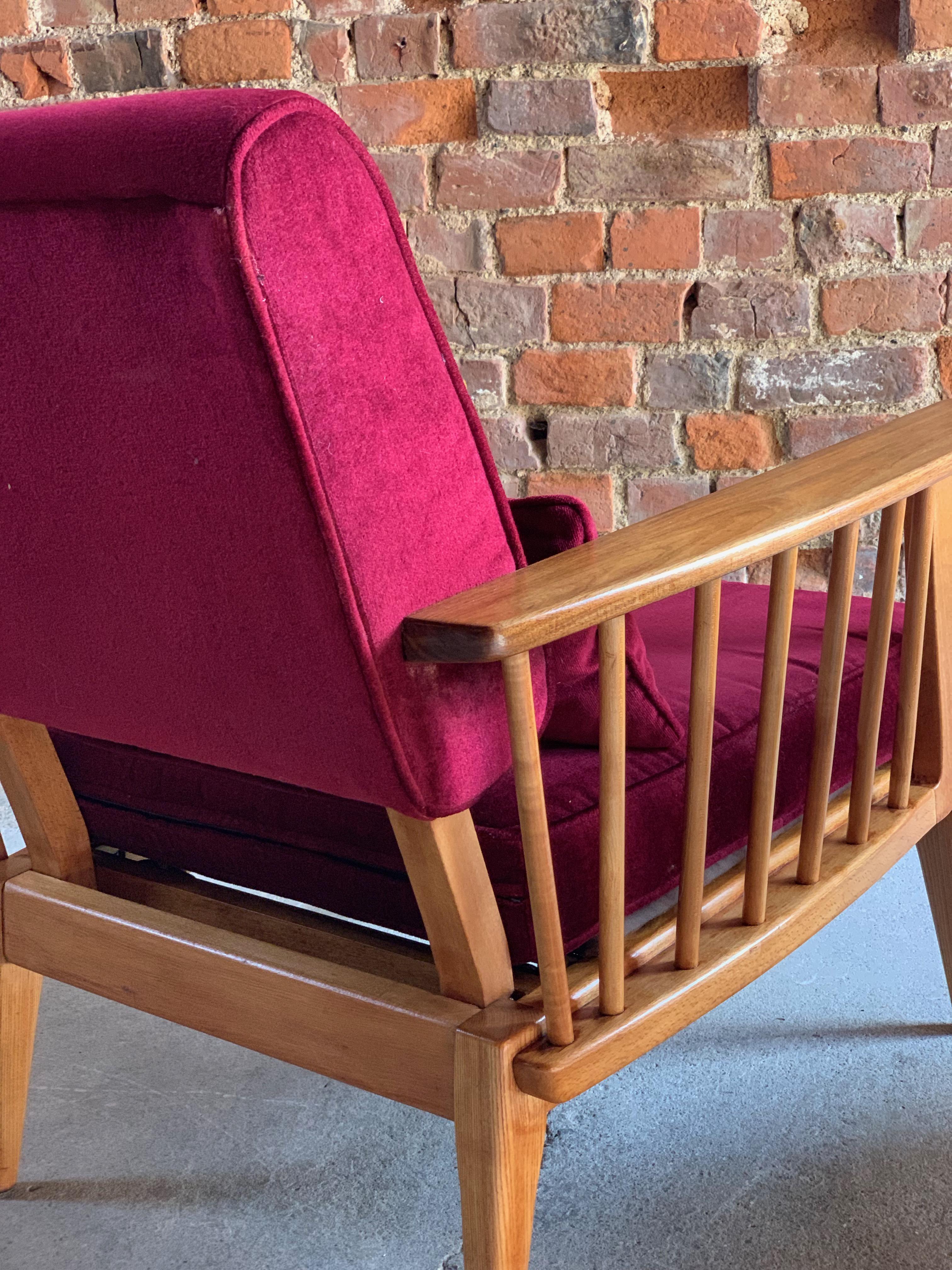 Mid-Century Modern Elm Armchairs Lounge Chairs Pair Danish circa 1960s 1