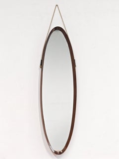 Mid Century Modern Elongated Mirror in Rosewood, Italy 1950s