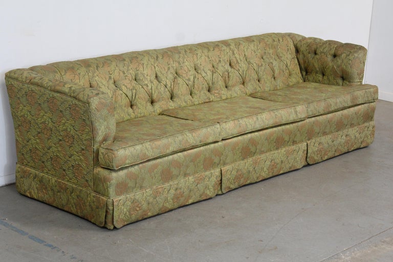 MidCentury Modern Elongated Regency Tufted 101" Sofa at 1stDibs