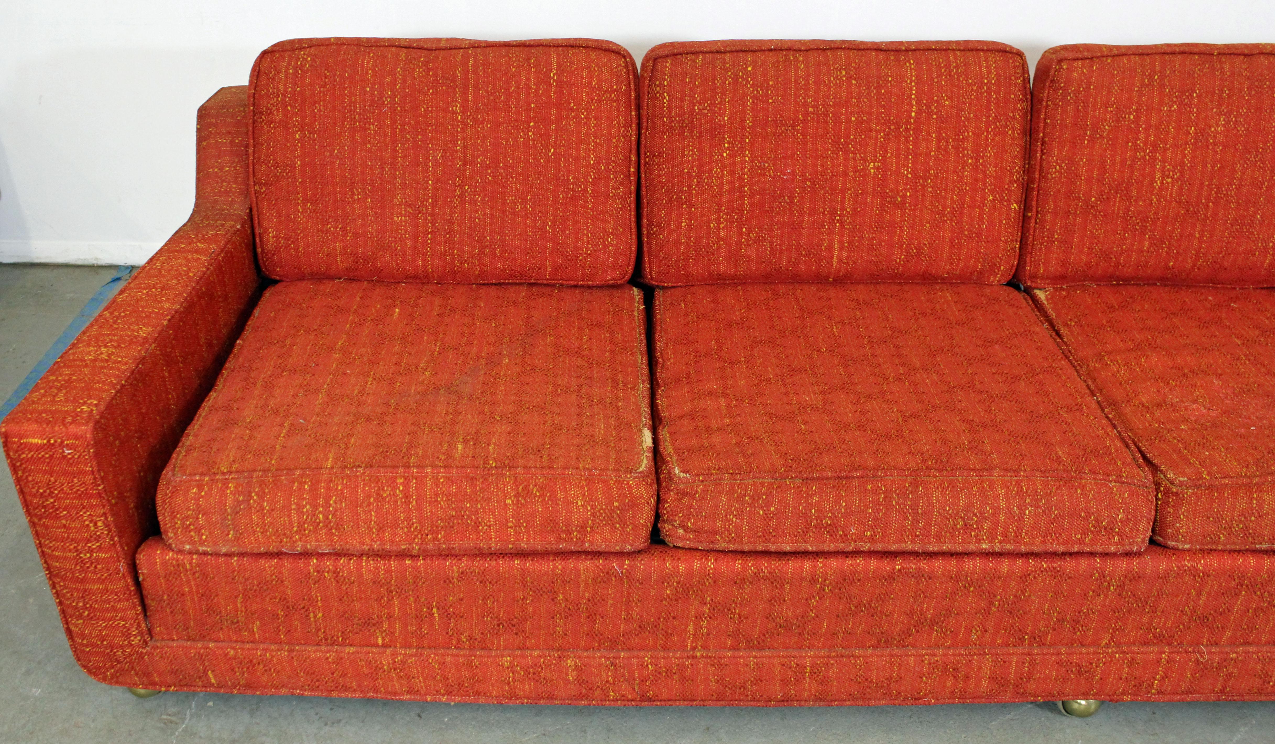 American Mid-Century Modern Elongated Sofa on Wheels by Kroehler