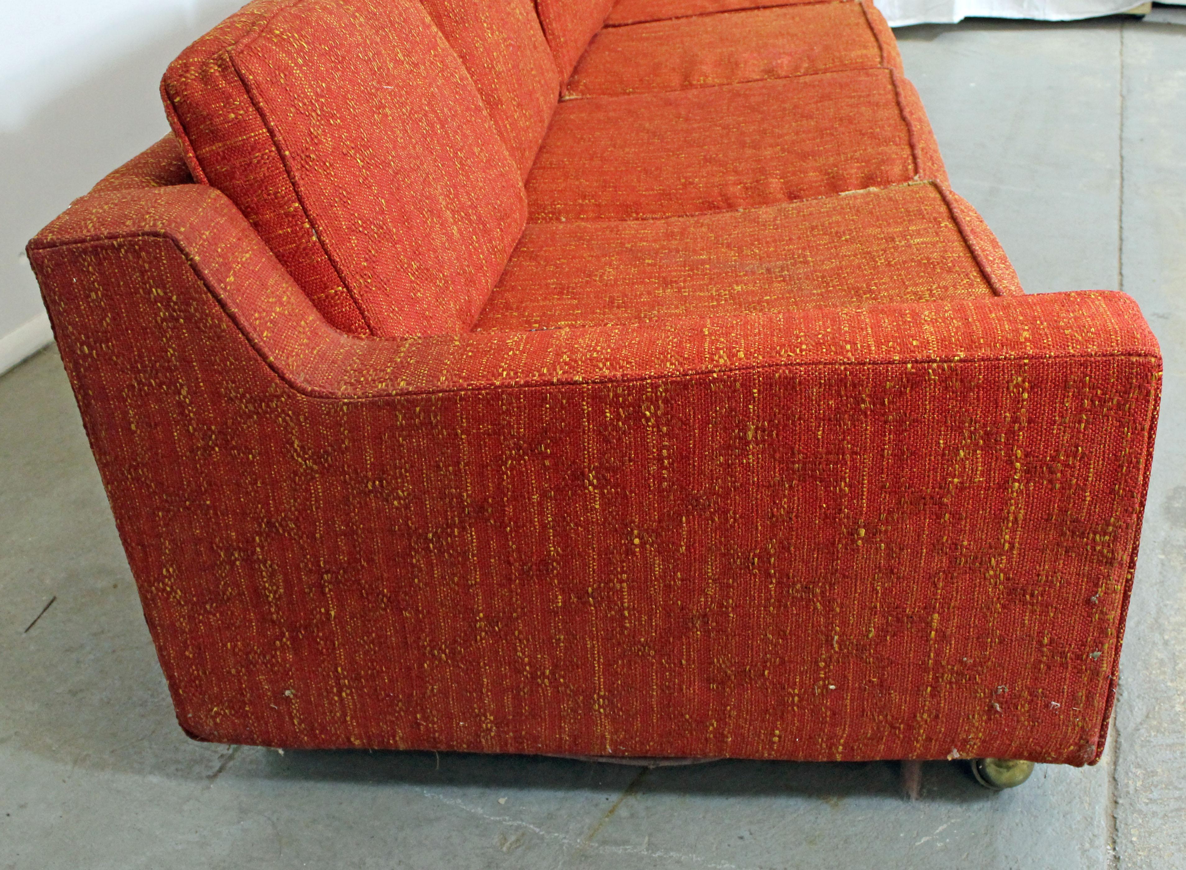 Mid-20th Century Mid-Century Modern Elongated Sofa on Wheels by Kroehler
