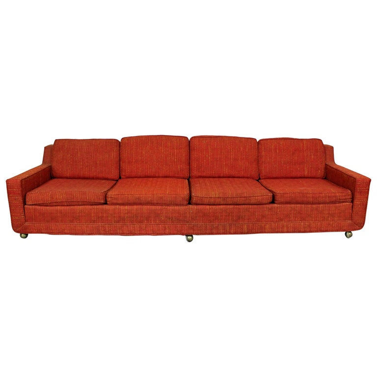 Mid-Century Modern Elongated Sofa on Wheels by Kroehler For Sale at 1stDibs