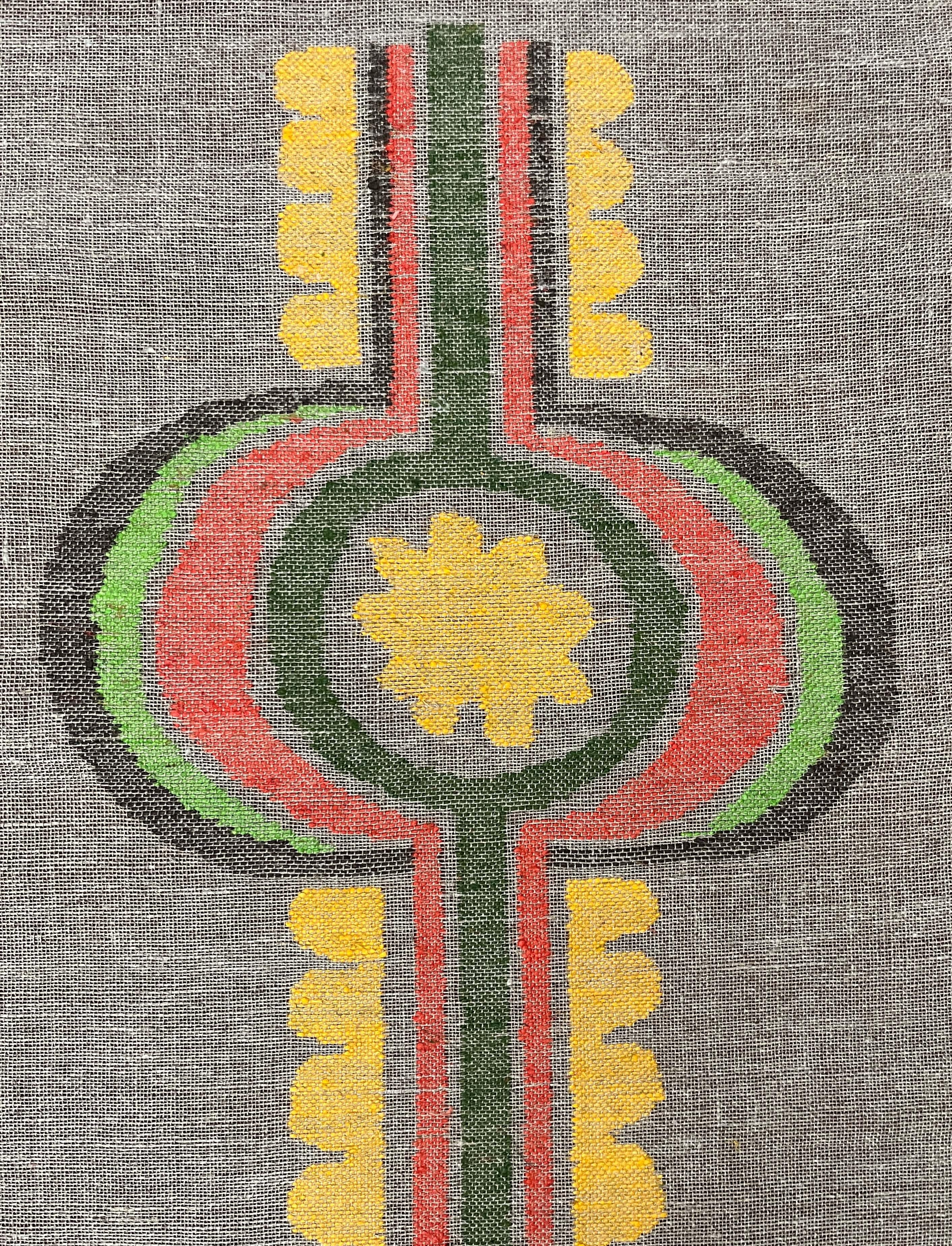 XX secolo Arazzo da parete in lino ricamato di metà secolo moderno con design floreale Finlandia in vendita