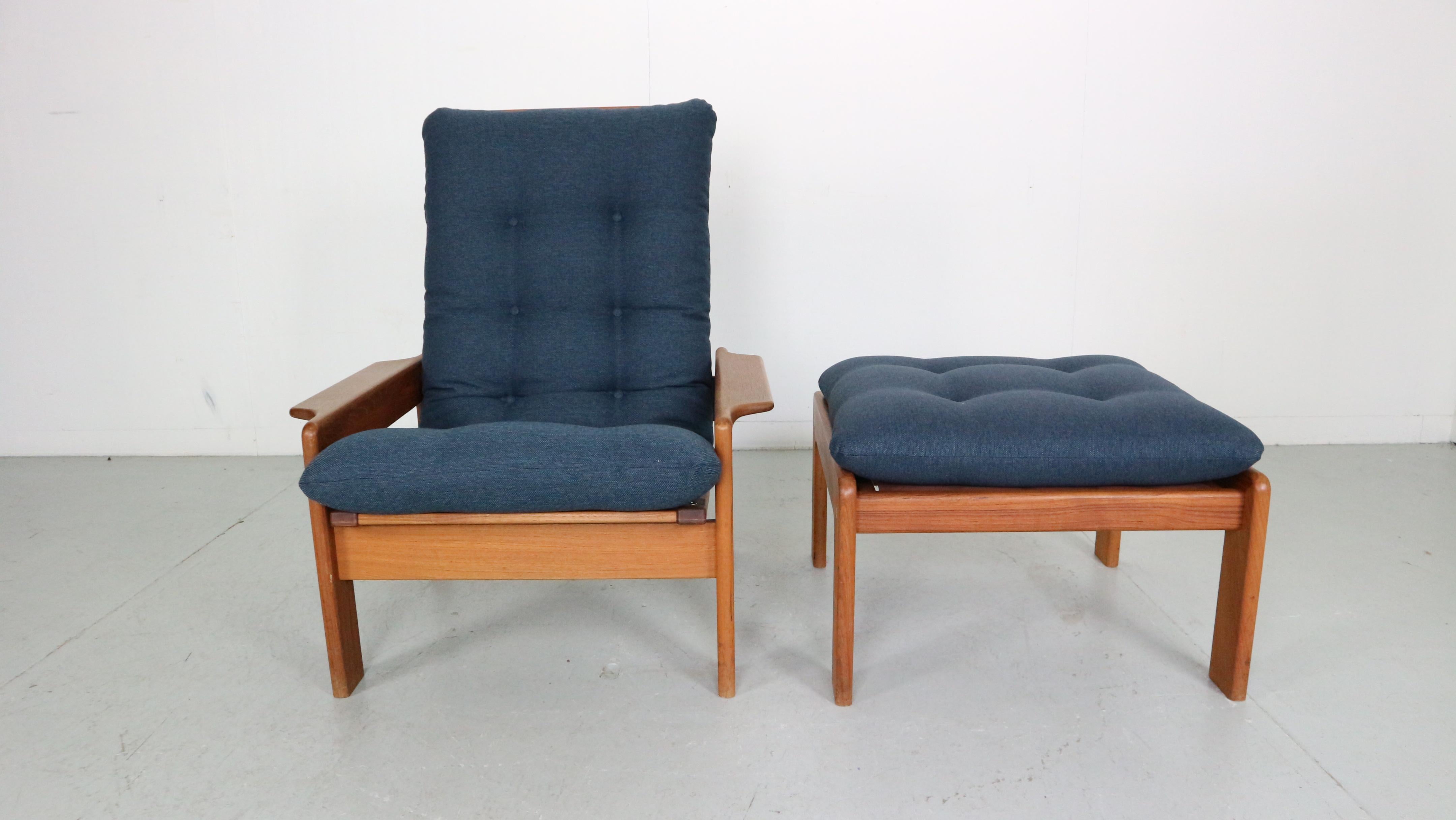 Mid-Century Modern Mid- Century Modern EMC Møbler Teak Easy Lounge Chair & Ottoman, Denmark For Sale